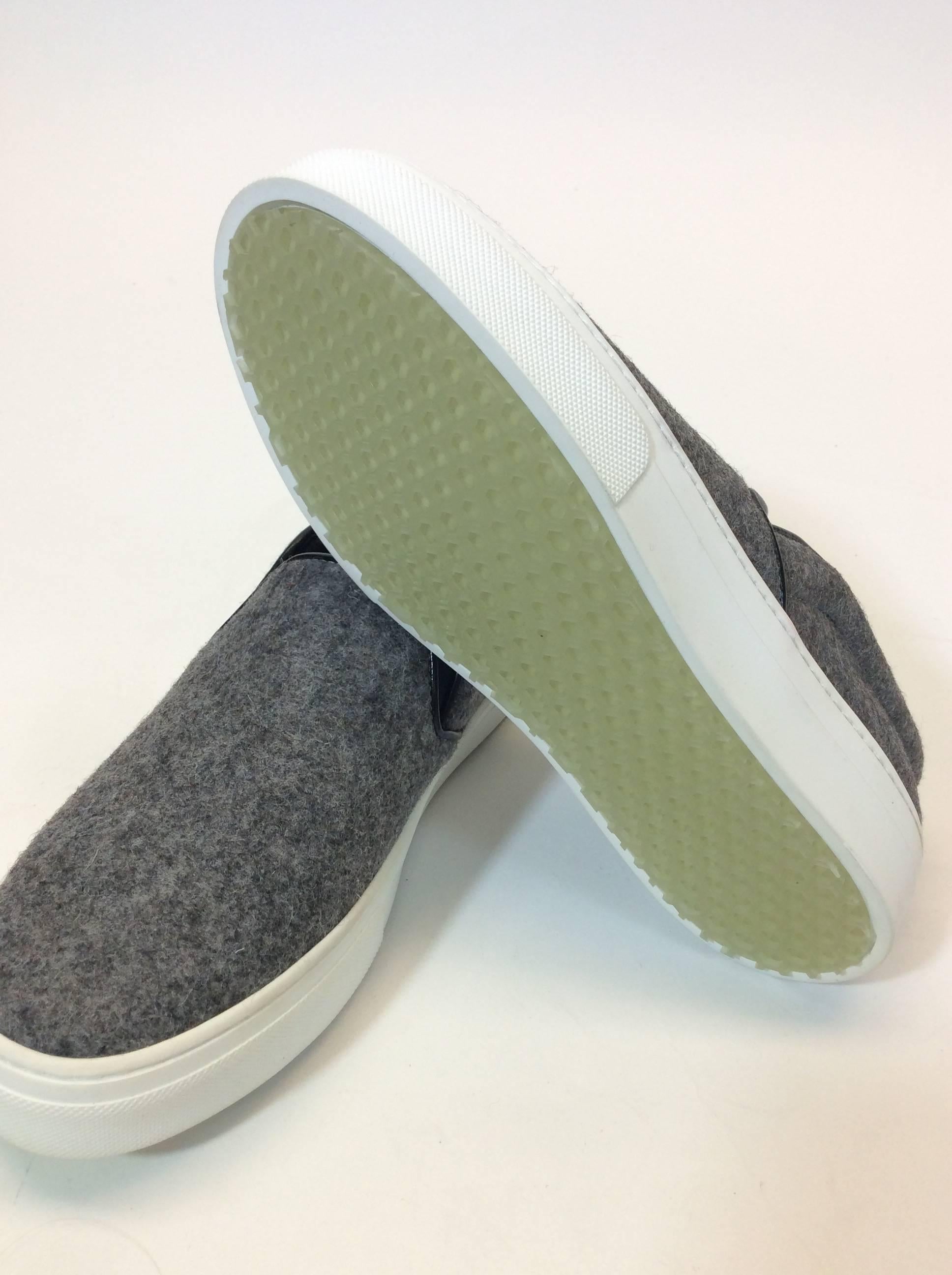 Celine Skate Slip on Grey Felt Sneakers For Sale 3