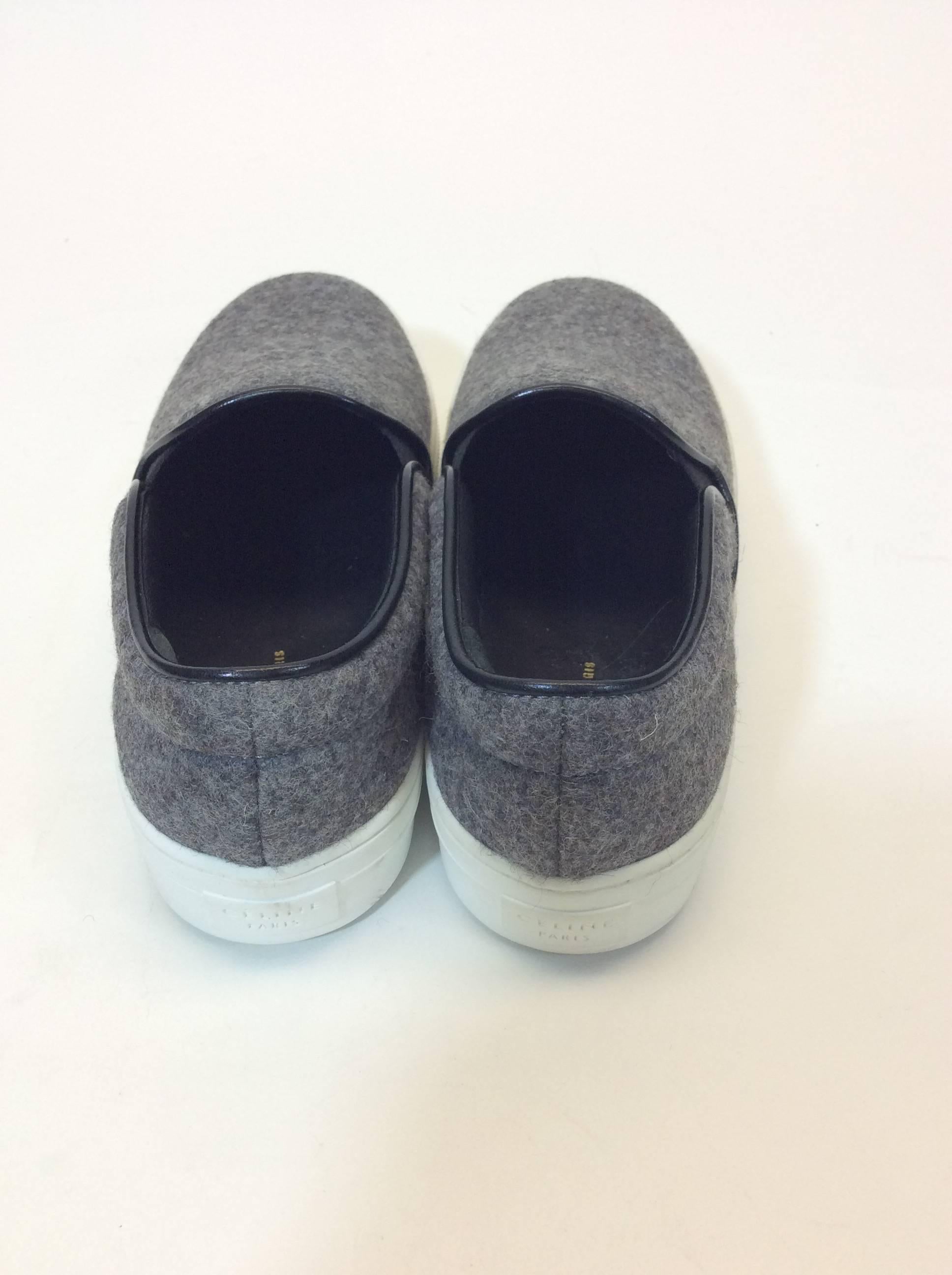 Celine Skate Slip on Grey Felt Sneakers In Excellent Condition For Sale In Narberth, PA