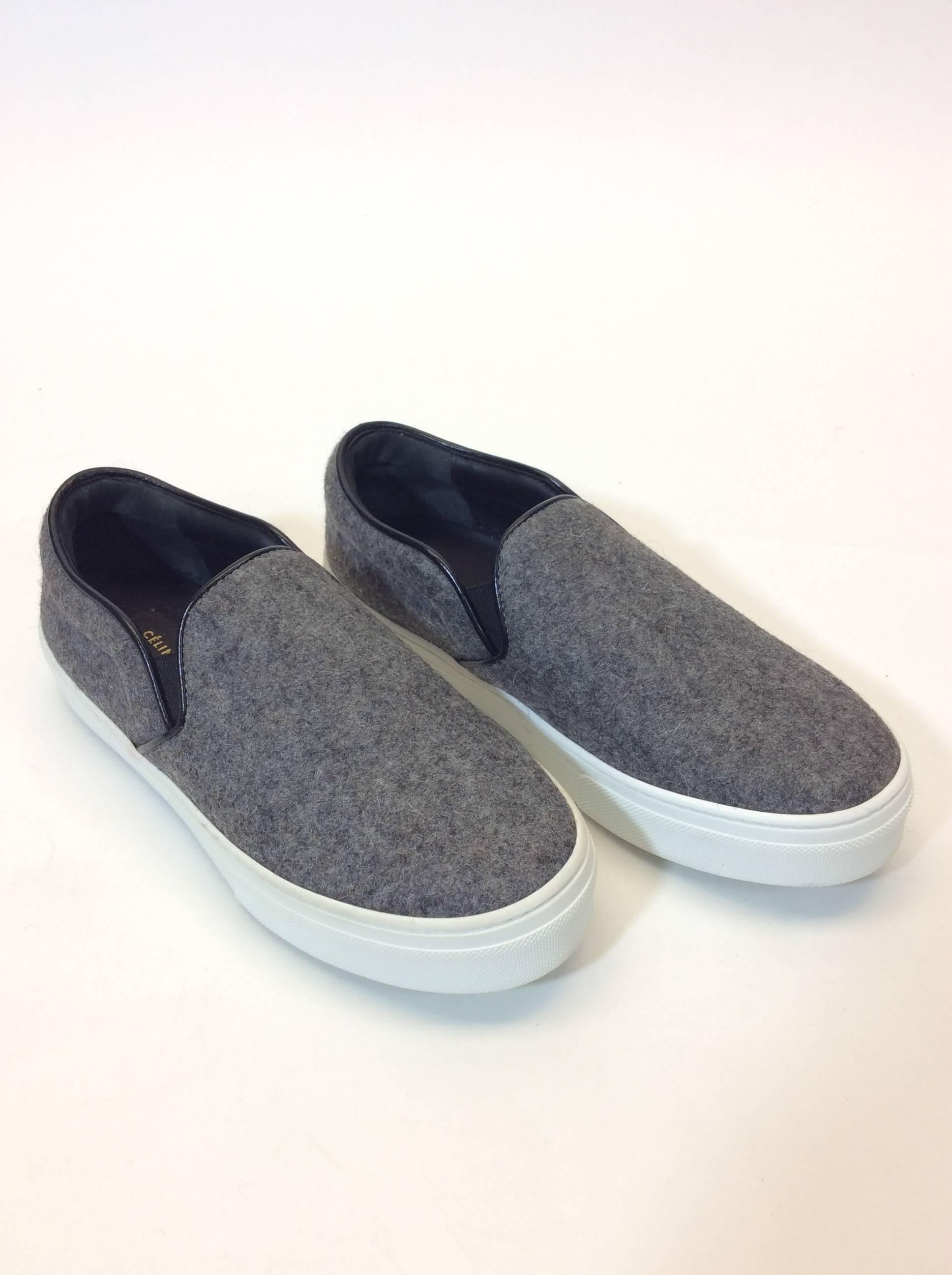 Gray Celine Skate Slip on Grey Felt Sneakers For Sale