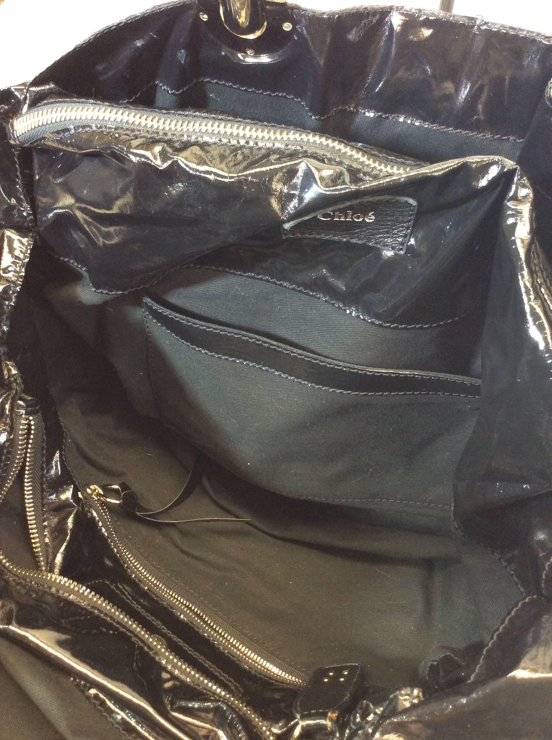 Chloe Black Patent Leather Large Tote Bag For Sale 2