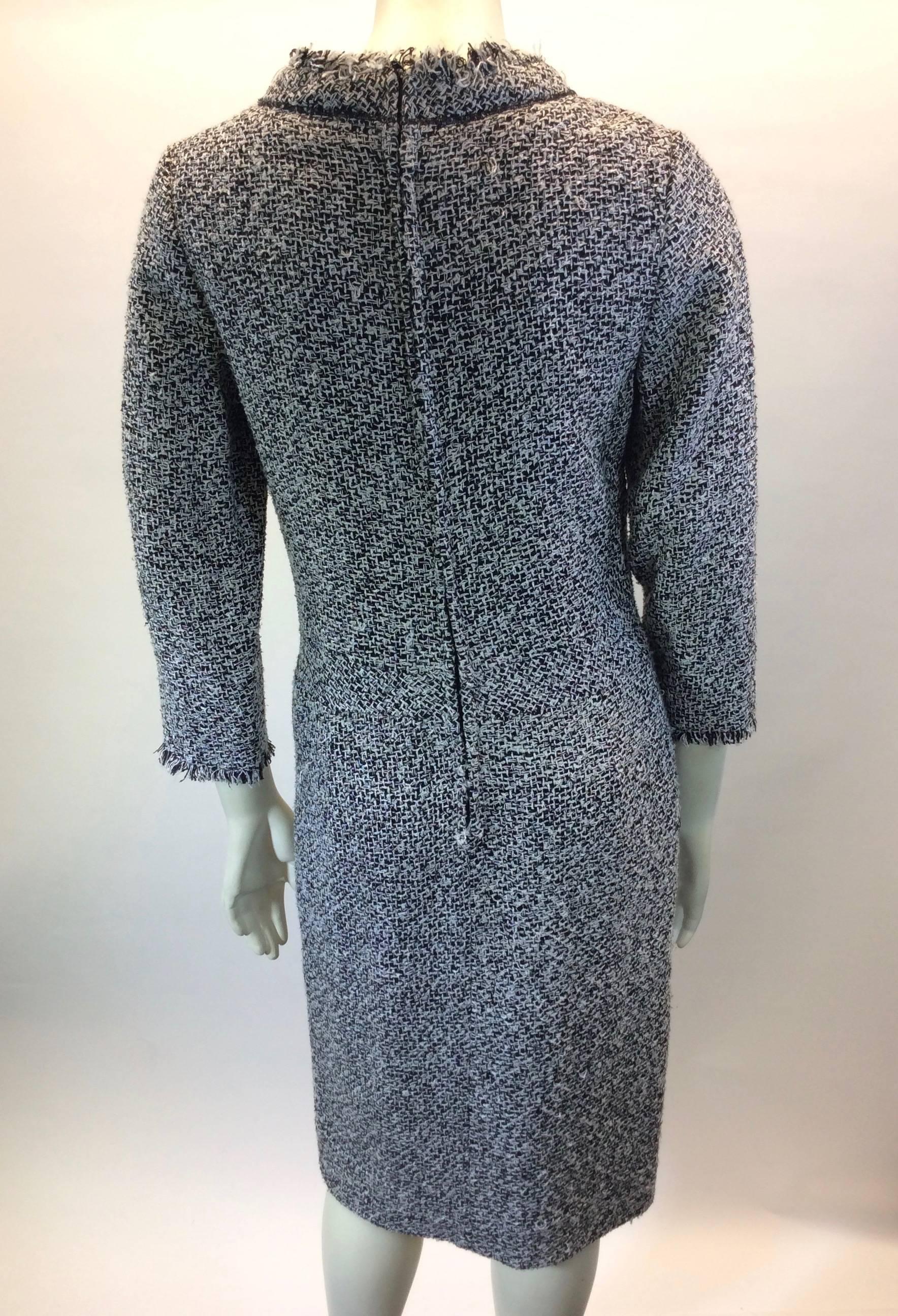 Oscar De La Renta Black and White Tweed Dress In Excellent Condition For Sale In Narberth, PA