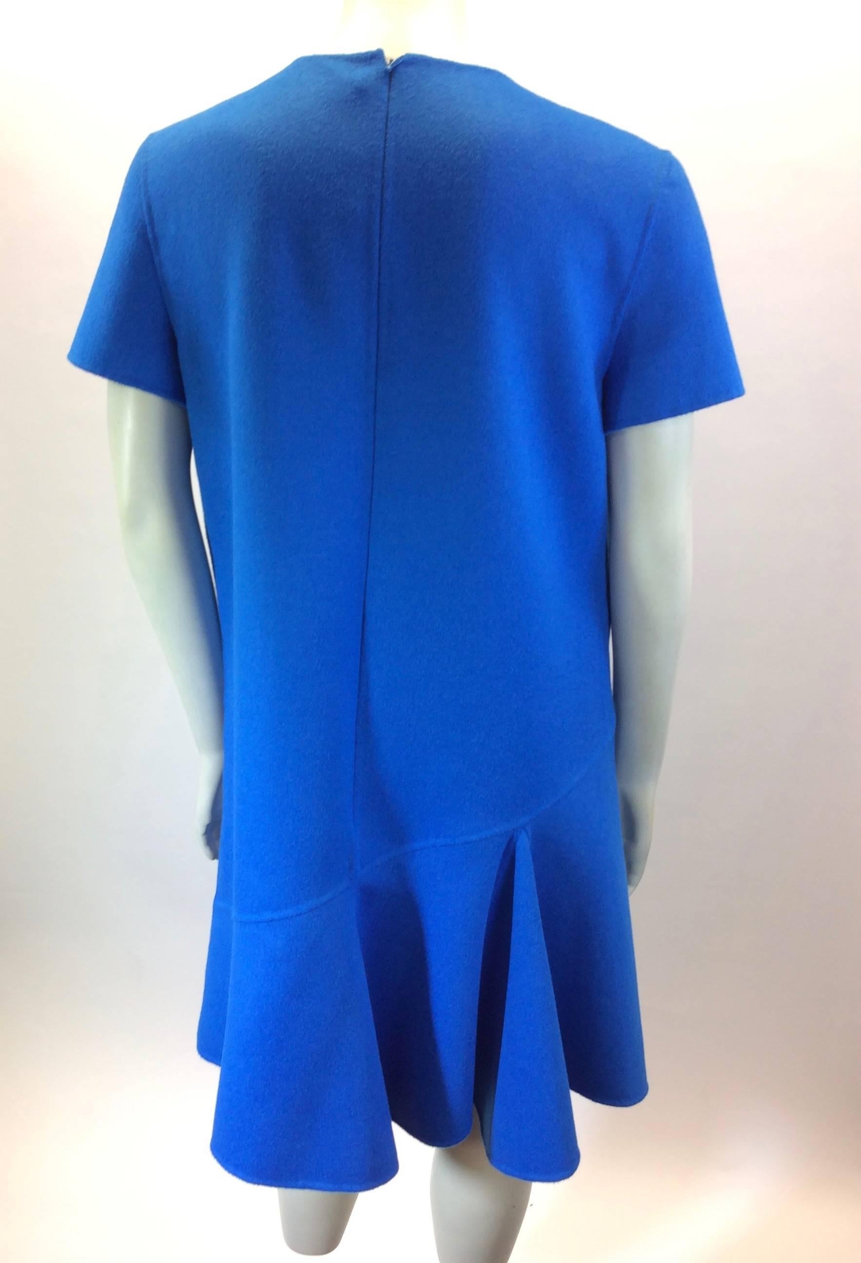 Christian Dior Short Sleeve Angora Turquoise Size 12 Dress  In New Condition For Sale In Narberth, PA