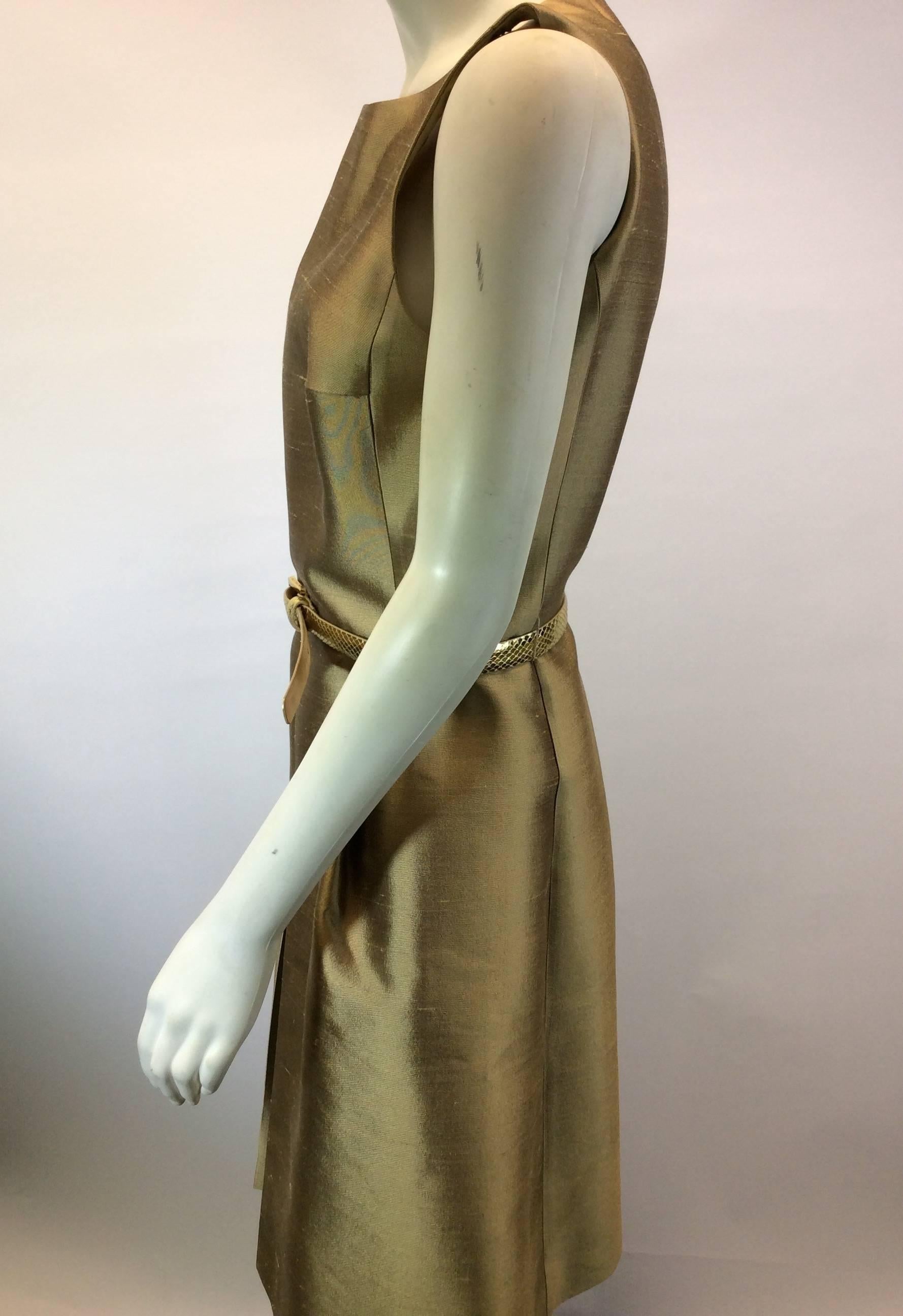 Marc Jacobs Gold A-Line Dress with Python Belt and Wool Jacket For Sale 1