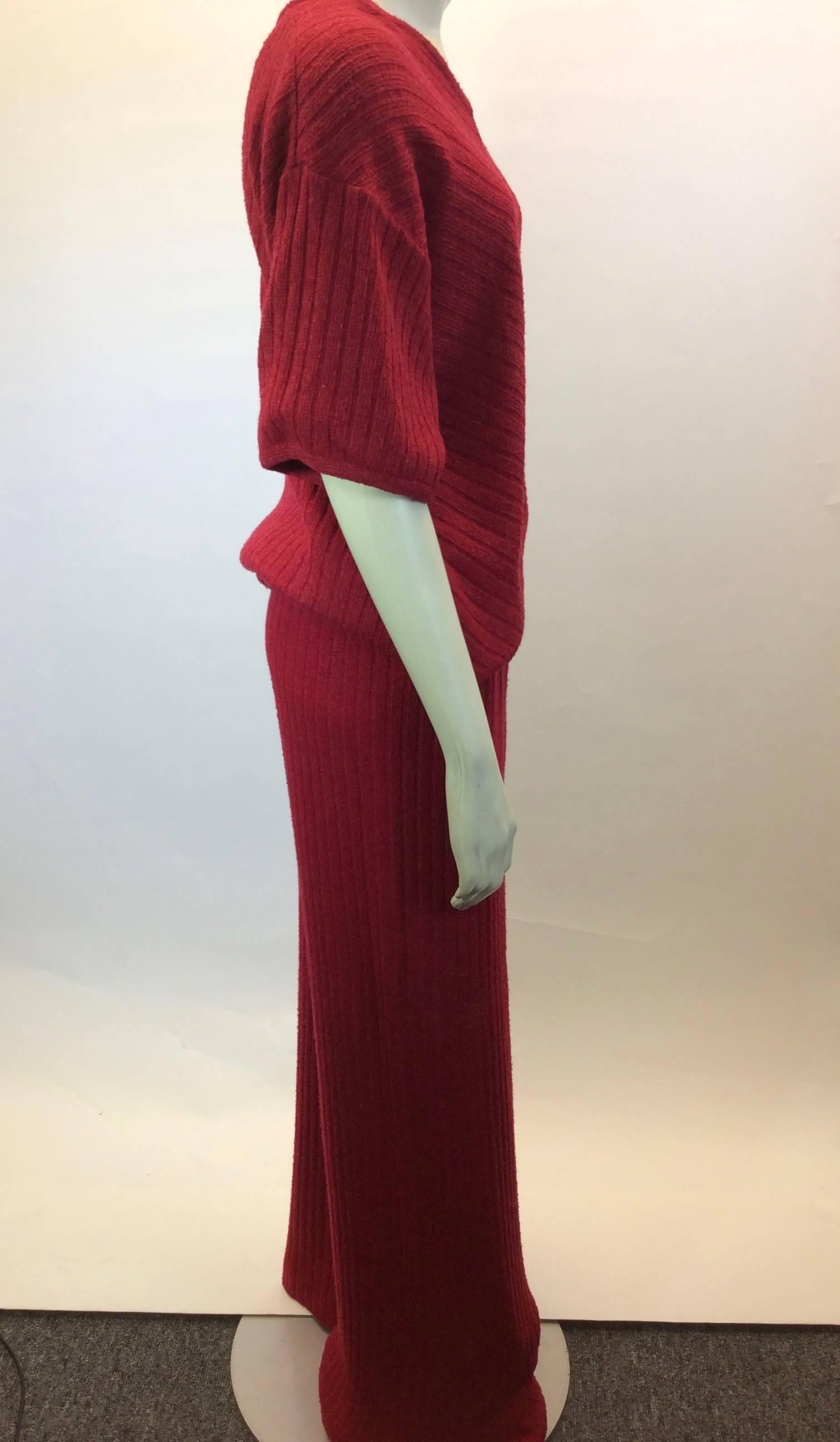 Brown Missoni Red Knit Two Piece Sweater and Pant Set For Sale