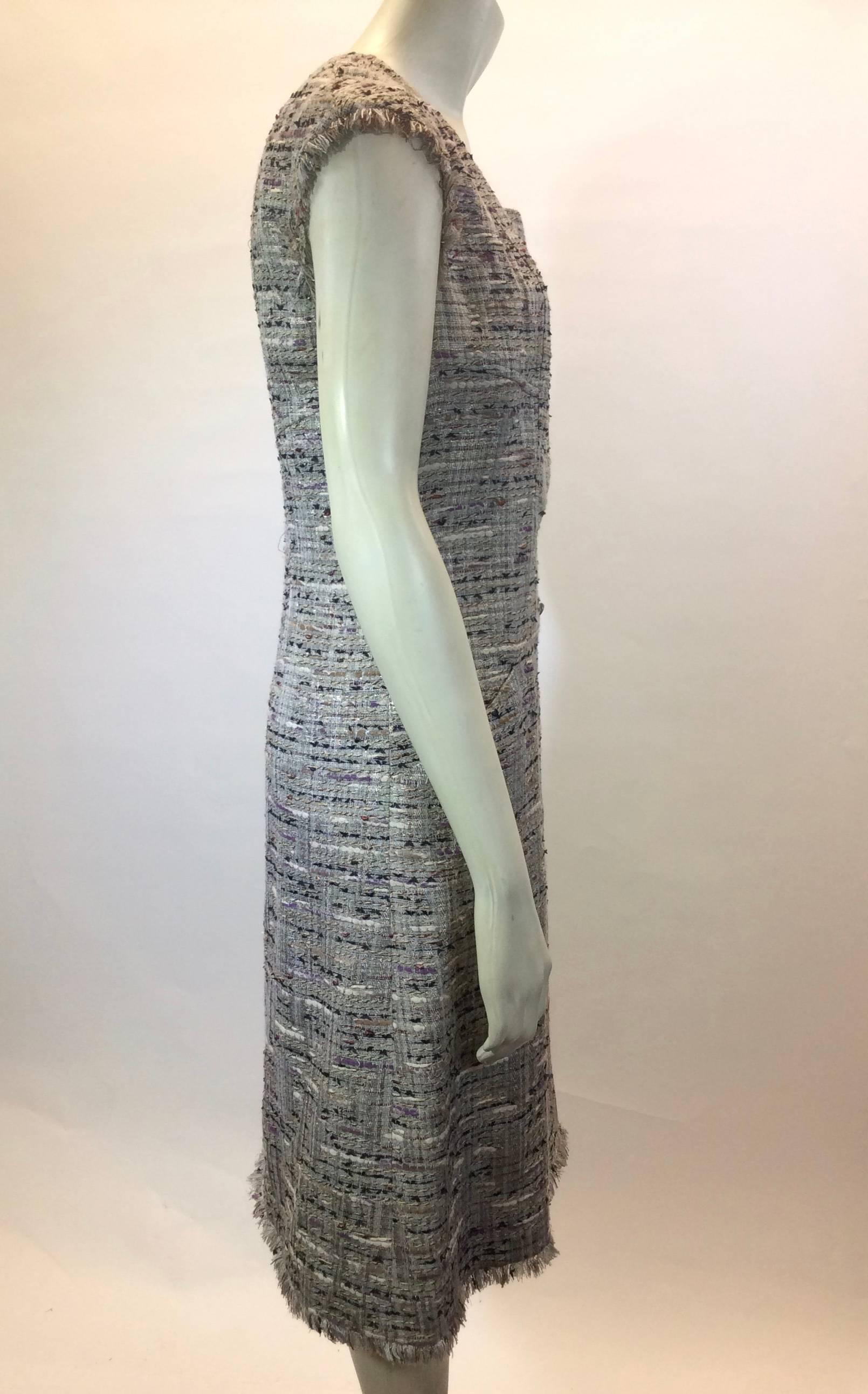 Gray Chanel Multi/Grey Tweed Sheath Dress For Sale