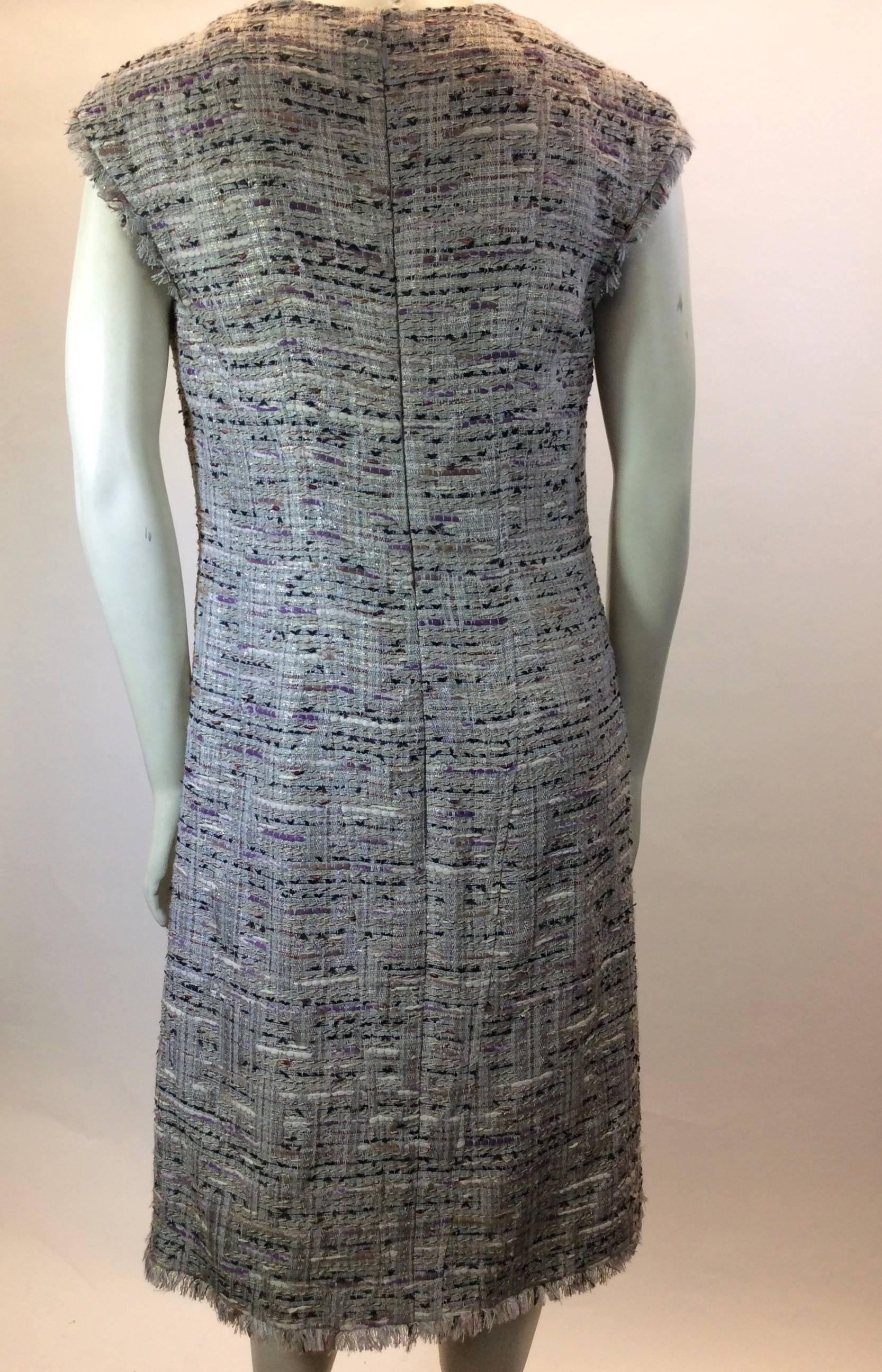 Chanel Multi/Grey Tweed Sheath Dress In Excellent Condition For Sale In Narberth, PA