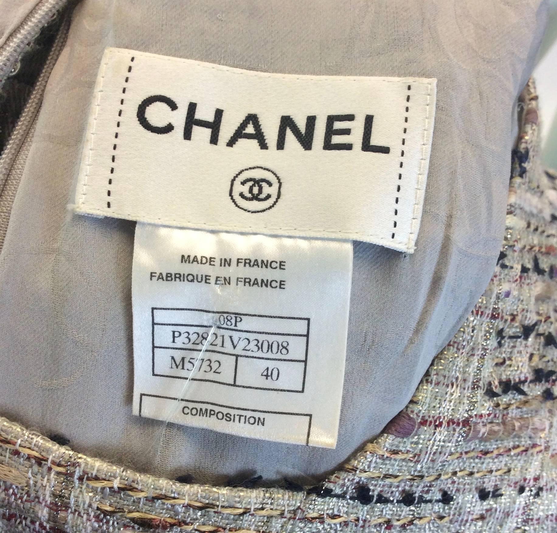 Chanel Multi/Grey Tweed Sheath Dress For Sale 4