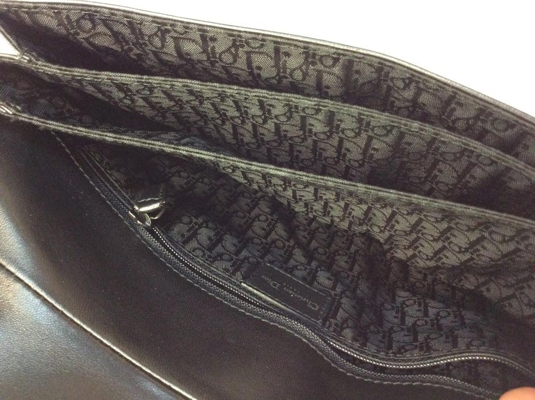 Christian Dior Black Leather Saddle Bag with Silver Hardware For Sale