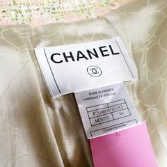 Chanel Pink Tweed Two Piece Blazer Jacket & Skirt Suit