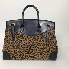 Ralph Lauren Black Leather Leopard Rickie Bag