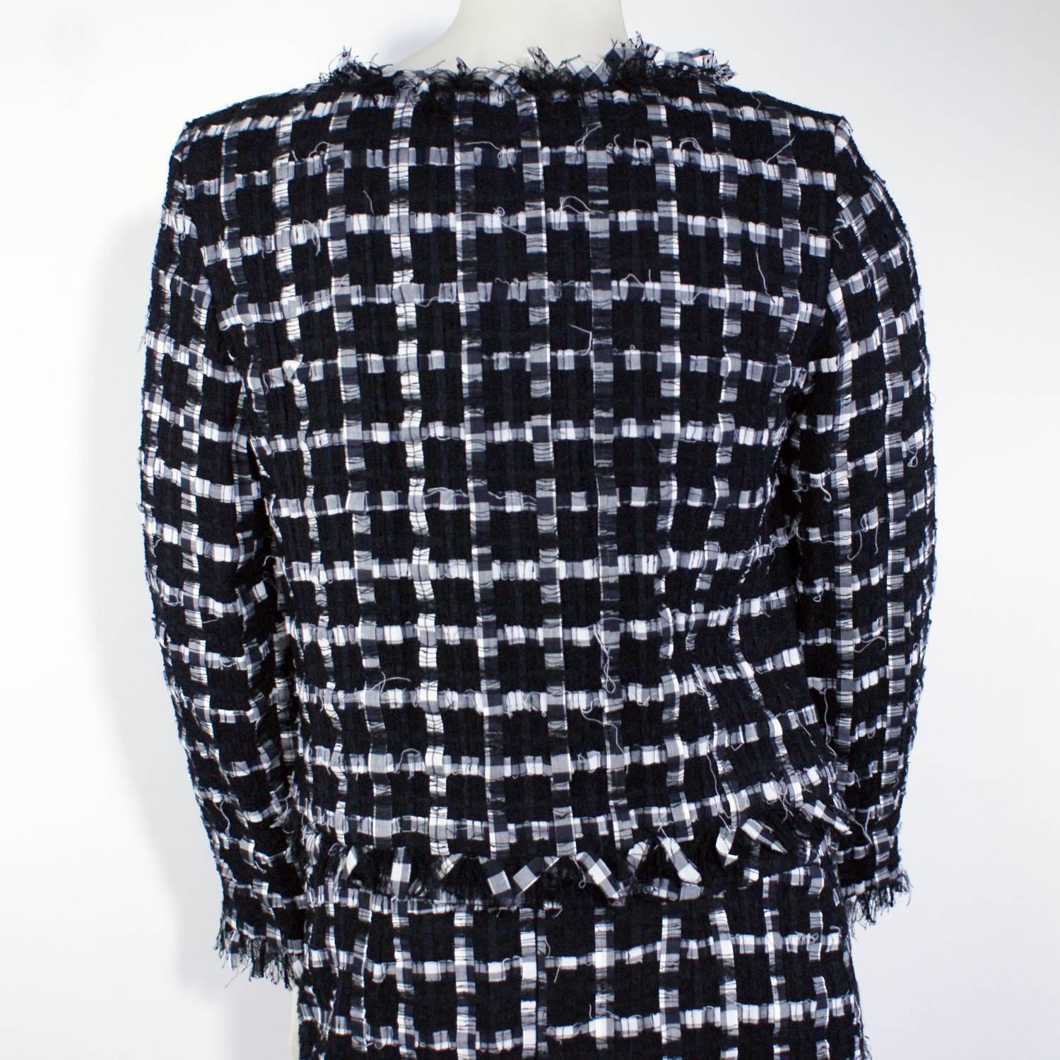 Chanel Black and White Ribbon 2 Piece Skirt Suit Set 1