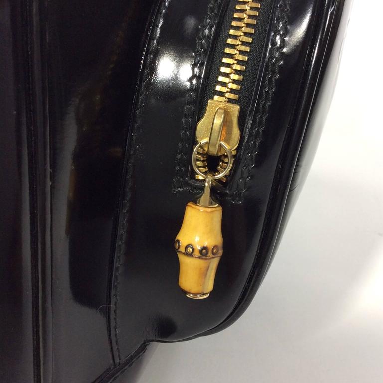 Gucci Black High Polished Leather Sling Bag For Sale at 1stdibs