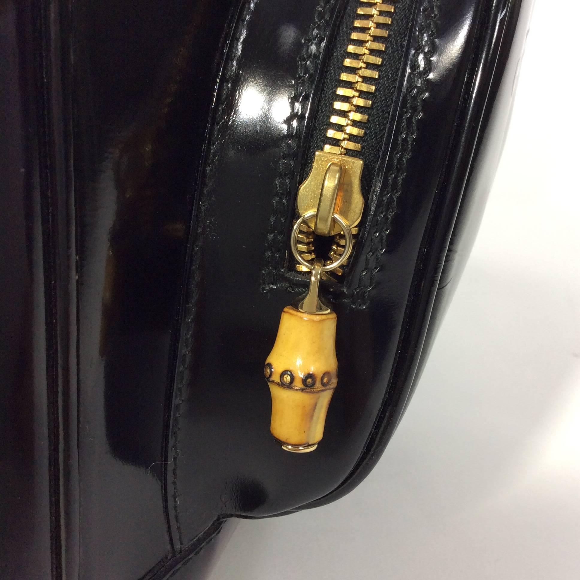 Gucci Black High Polished Leather Sling Bag For Sale 1
