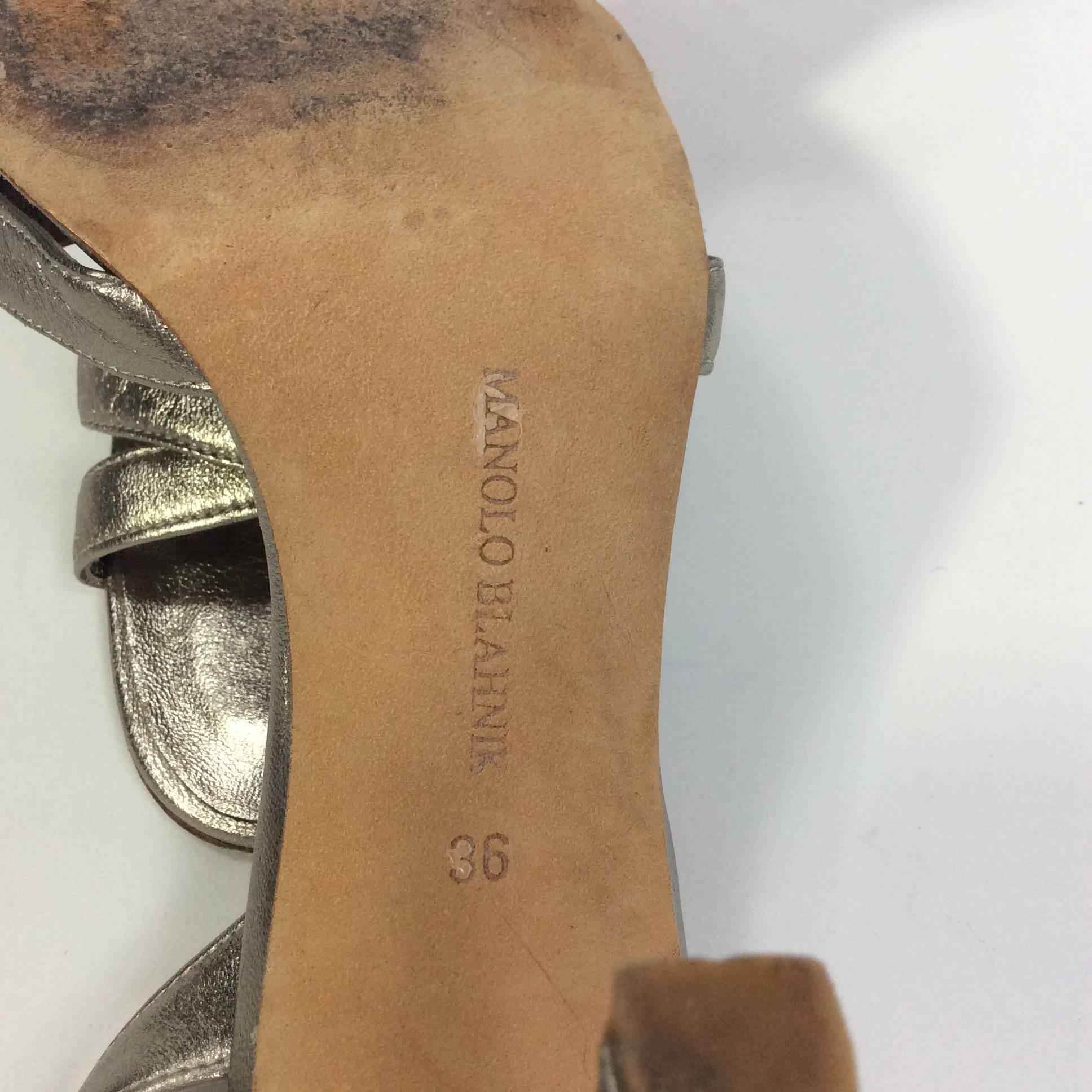 Women's Manolo Blahnik Gold Strap Slingback Sandal For Sale