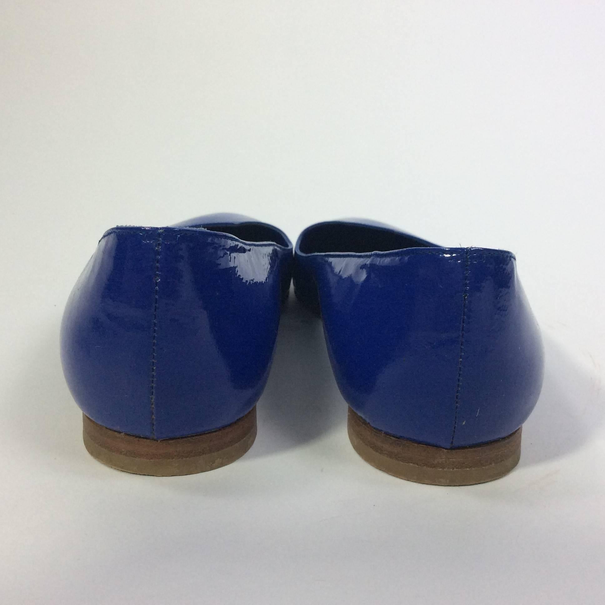 Women's Manolo Blahnik Royal Blue Leather Flat