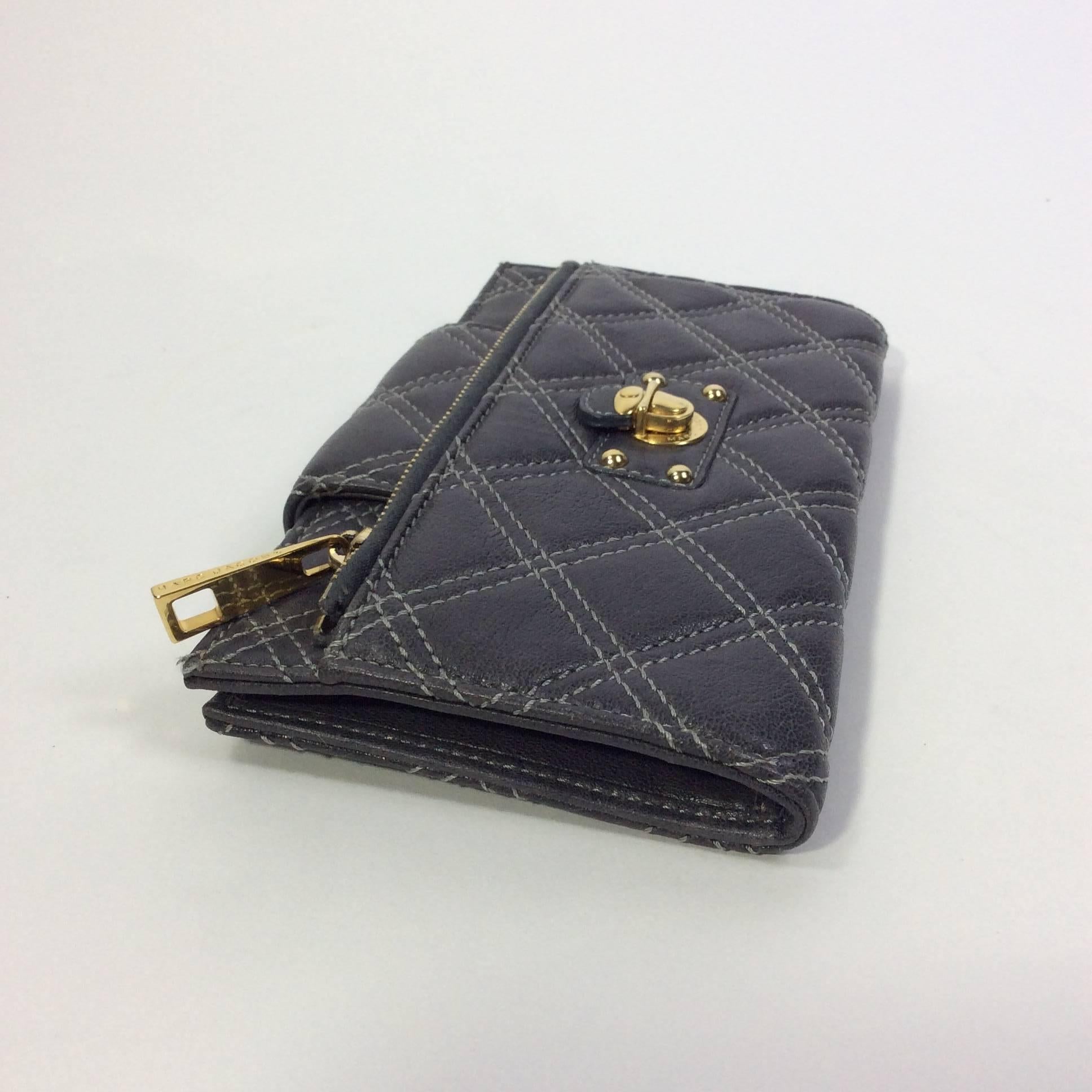 Black Marc Jacobs Grey Quilted Leather Wallet 