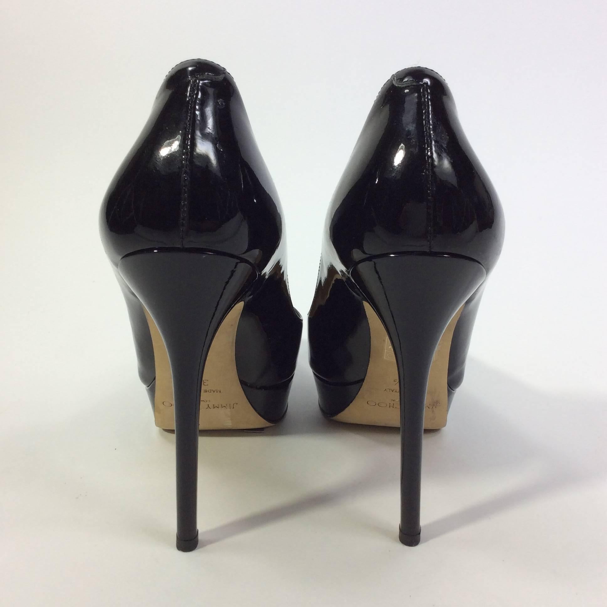 Jimmy Choo Black Patent Pump with Rounded Toe For Sale 1