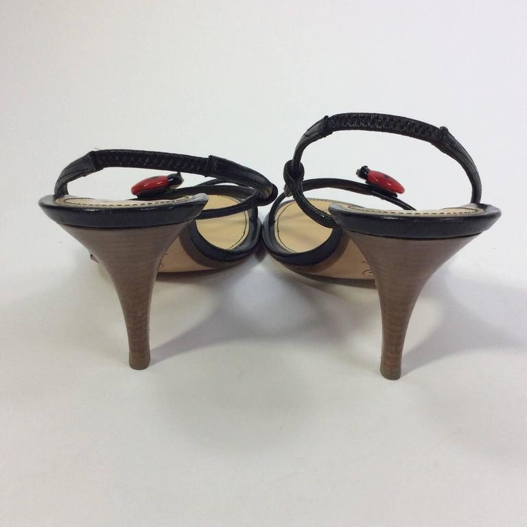 Chanel Black Strapped Slingback Heels with Ladybug at 1stDibs | chanel ...