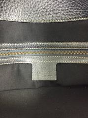 Gucci Black Leather Tote with Cream Topstitching and Gold Hardware