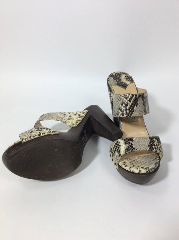 Jimmy Choo Grey and Brown Snakeskin Slides For Sale at 1stDibs