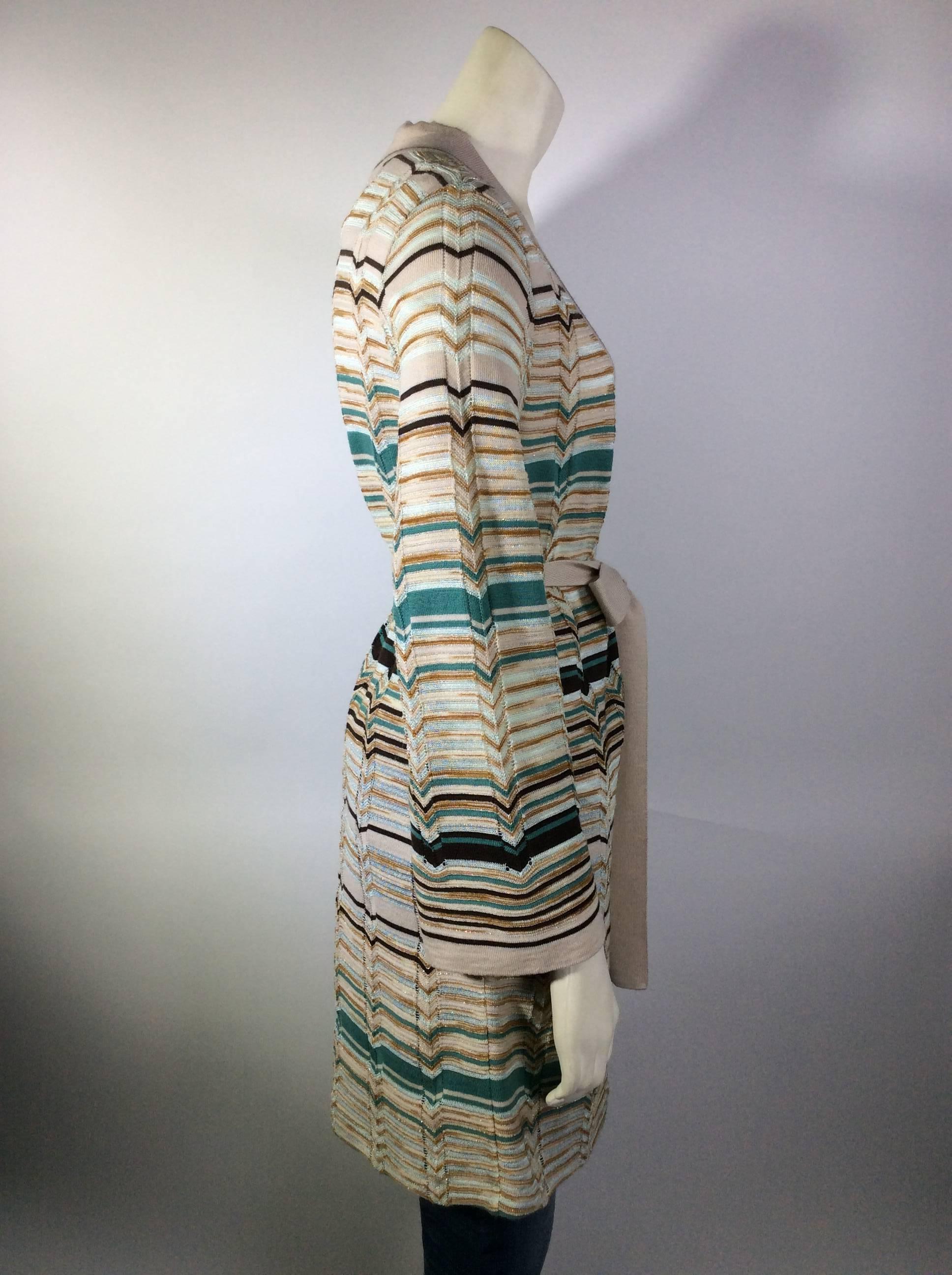 Missoni Chevron Knitted Cardigan with Matching Belt In Excellent Condition In Narberth, PA