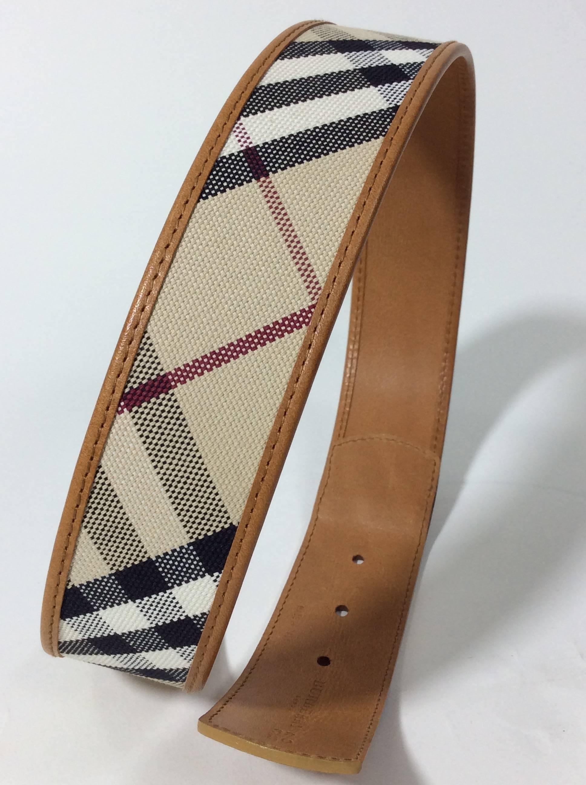 Women's Burberry Plaid Leather Belt