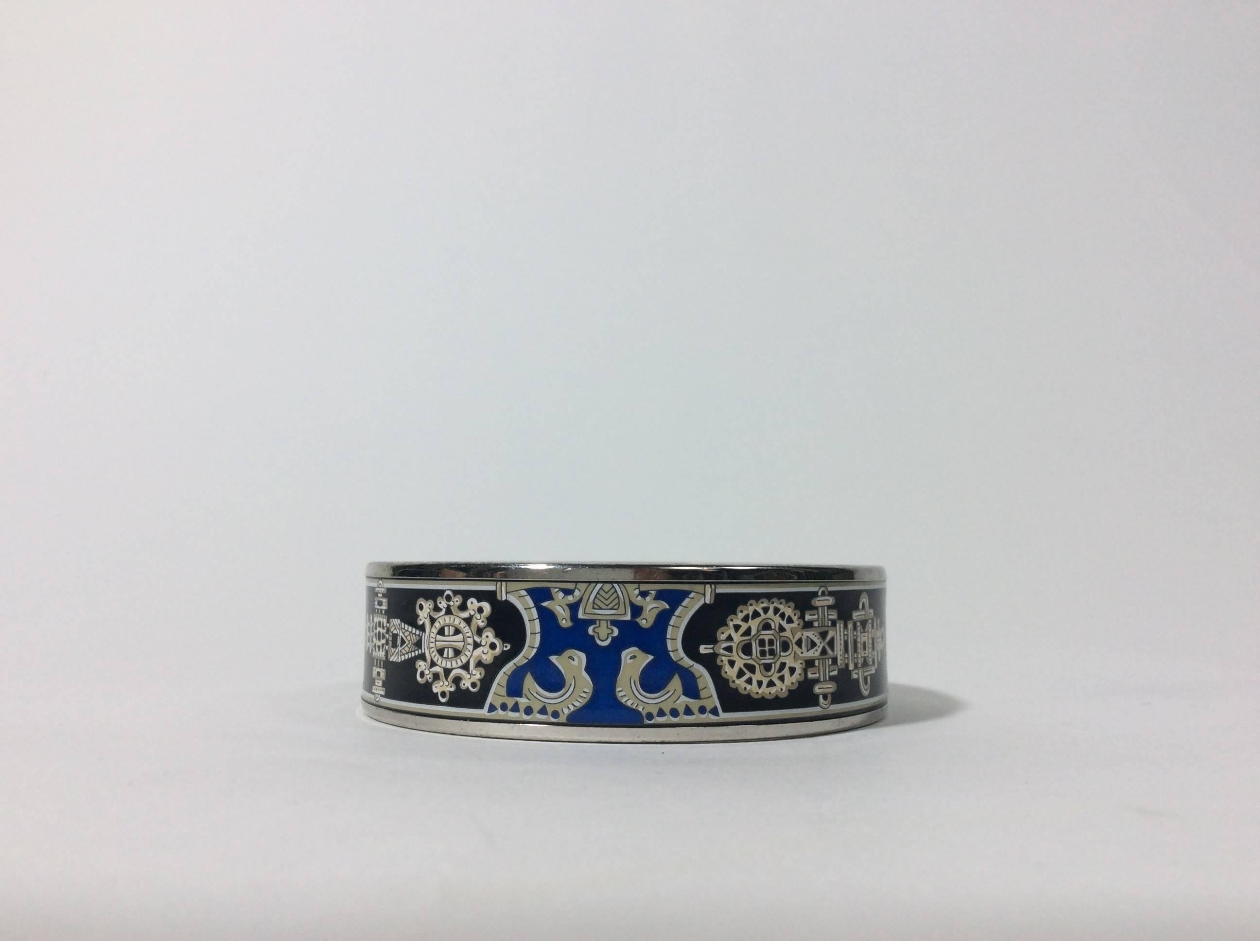 Hermes Blue and Black Enamel Bangle In Excellent Condition In Narberth, PA