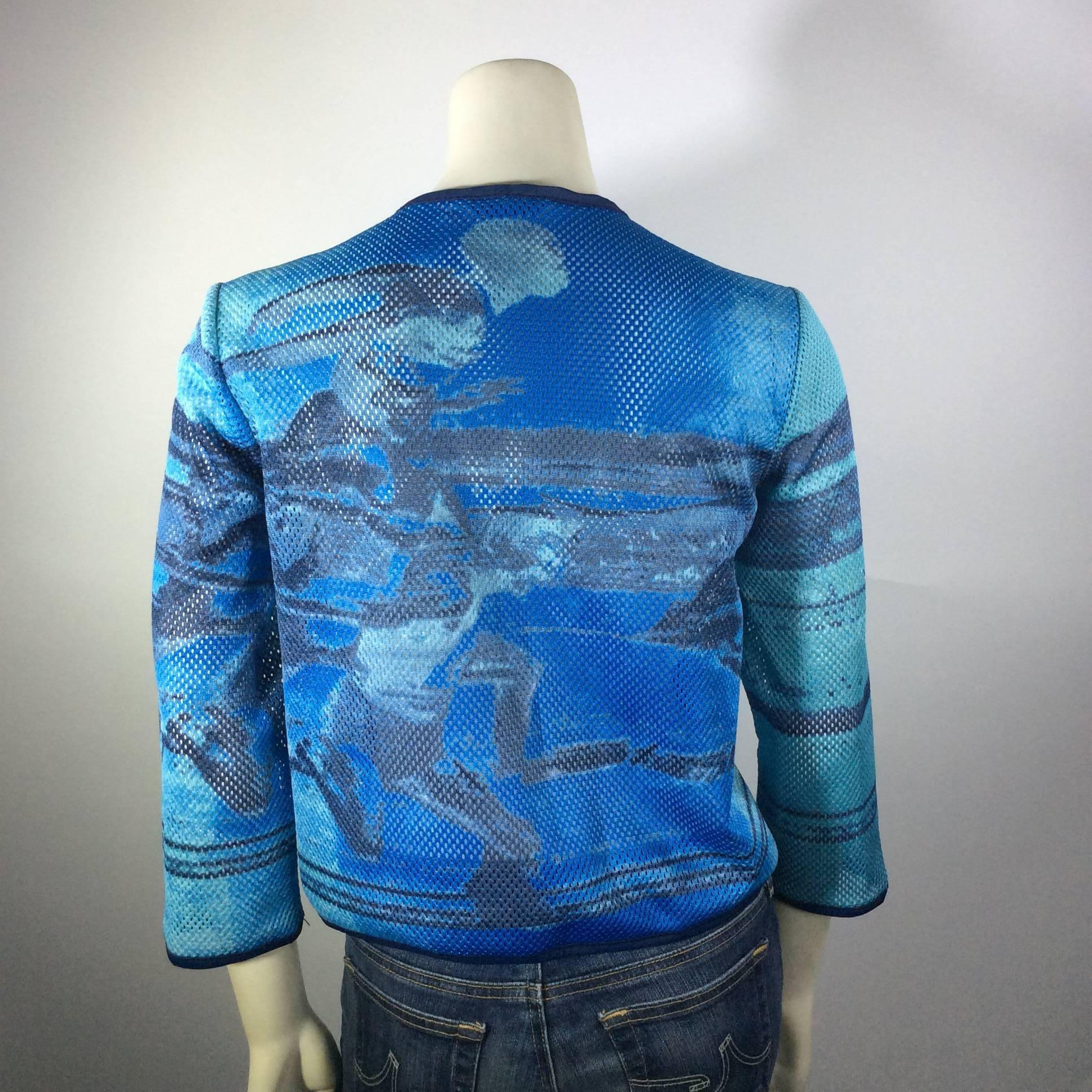 Women's Prada Sport Blue Printed Perforated Jacket