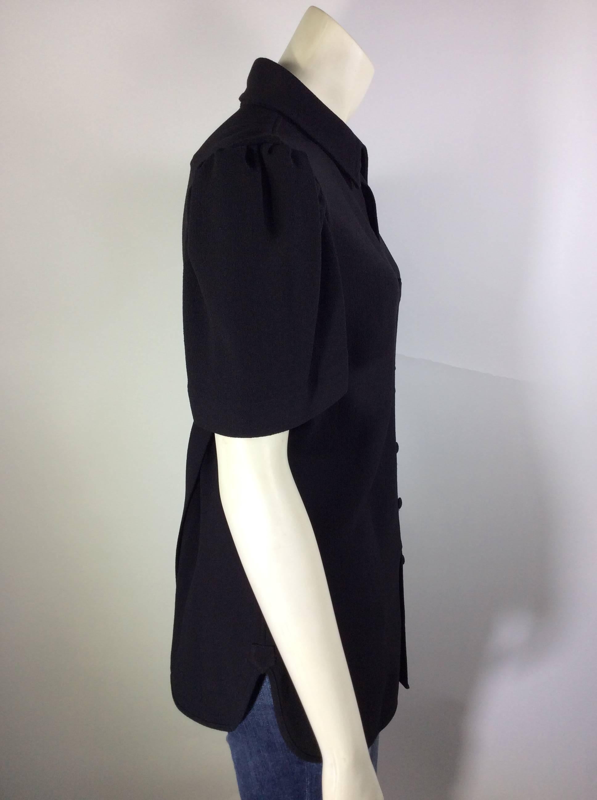 Balenciaga Black Ruched Sleeve Button Up In Excellent Condition For Sale In Narberth, PA