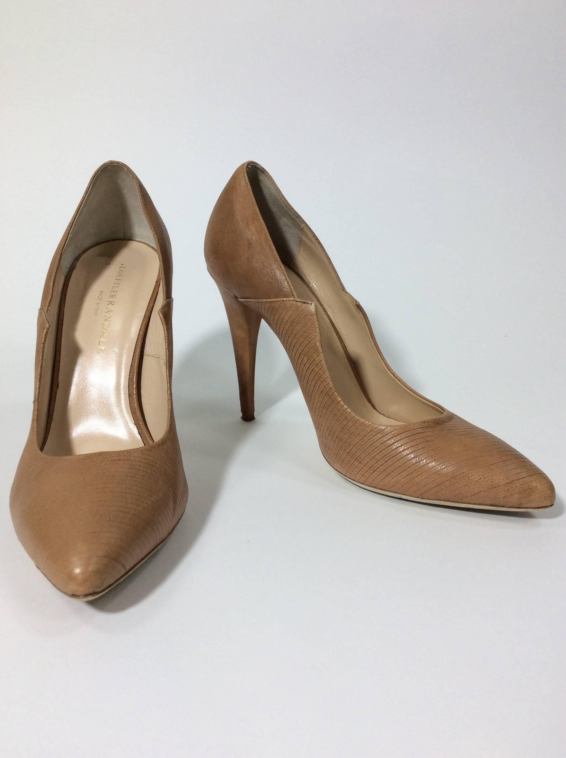 Loeffler Randall Nude Textured Point Detail Pumps In Excellent Condition In Narberth, PA