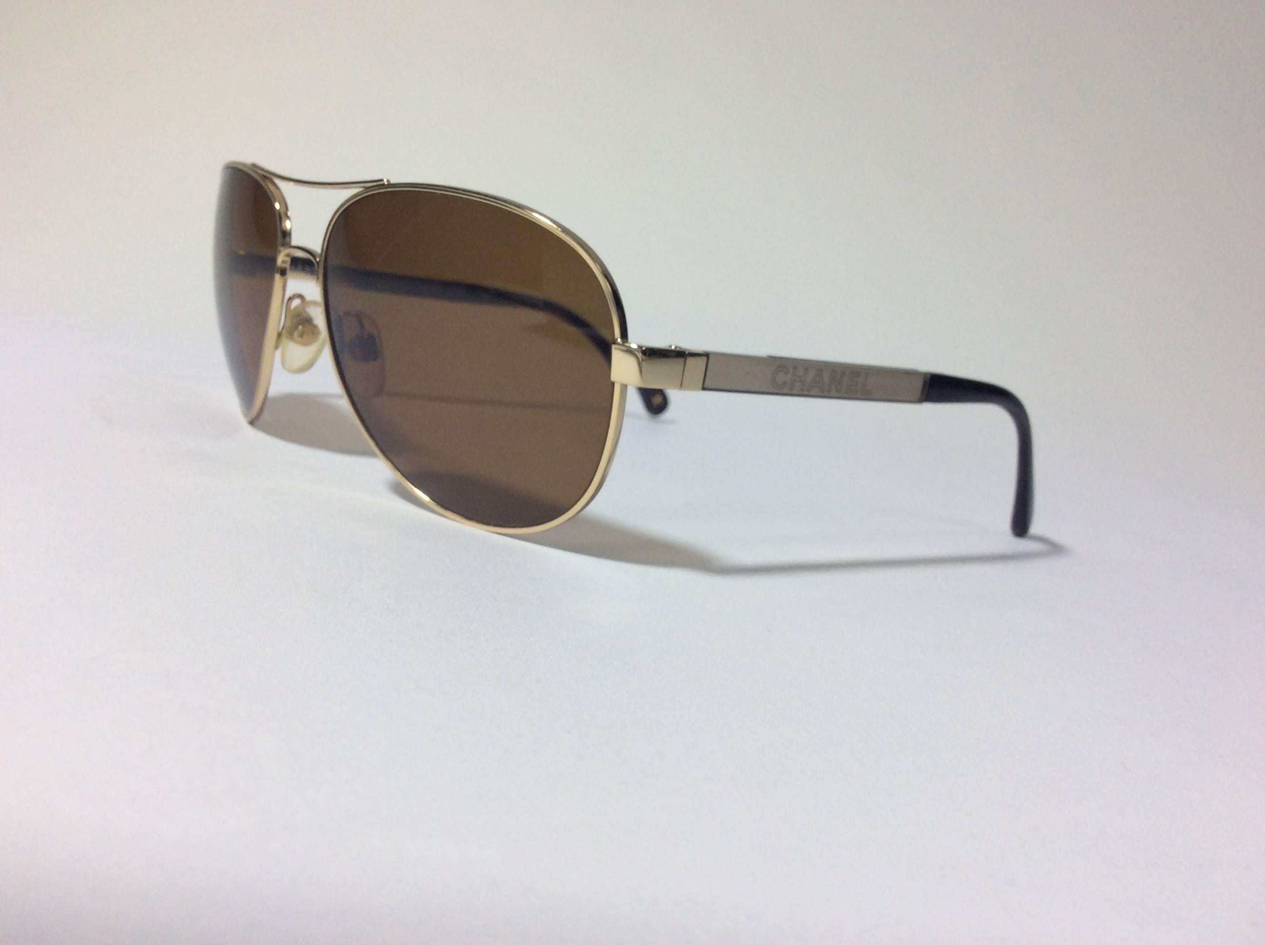 Chanel Gold Aviators In Excellent Condition In Narberth, PA