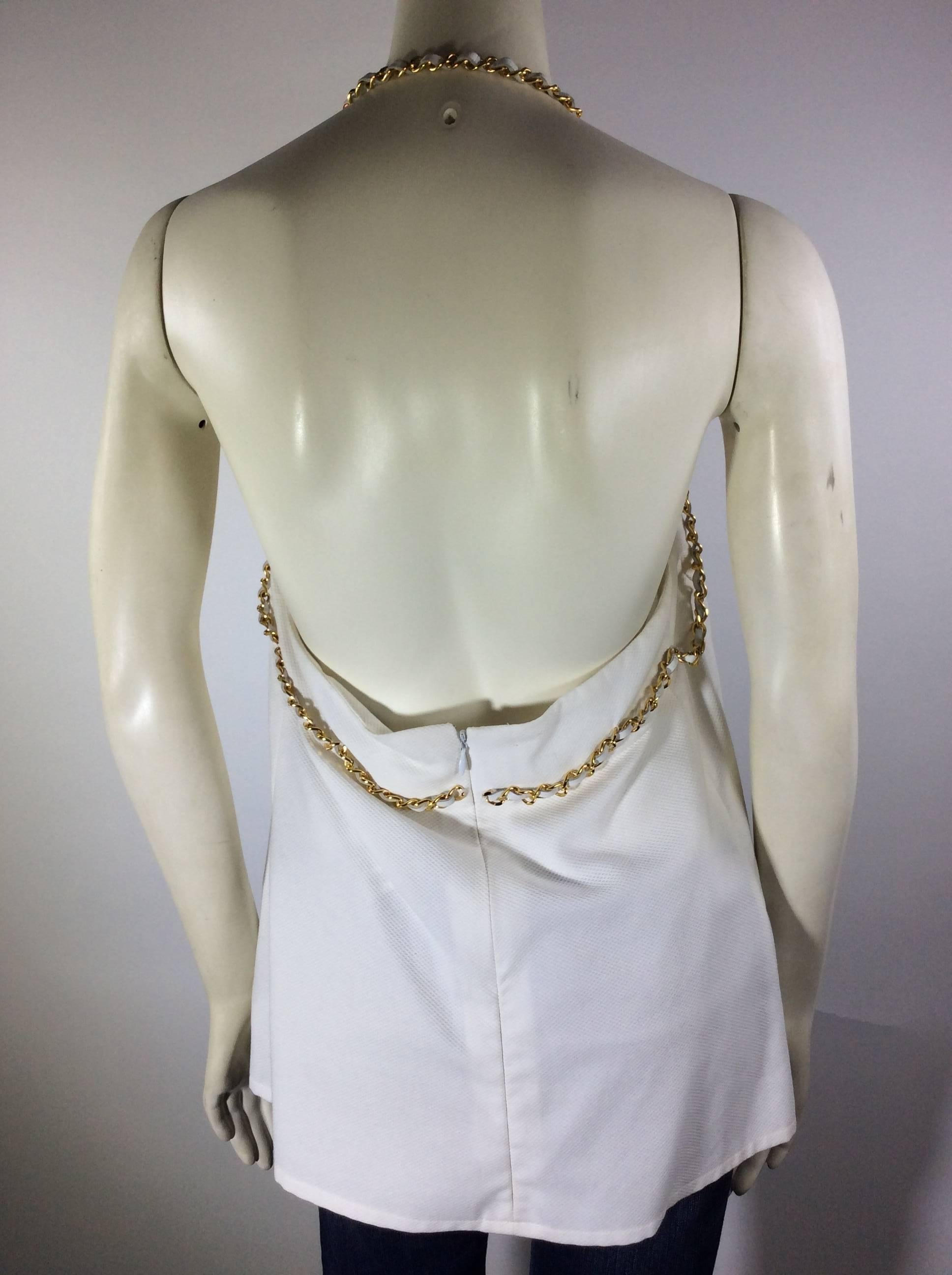 Women's Chanel White with Gold Chain Top For Sale