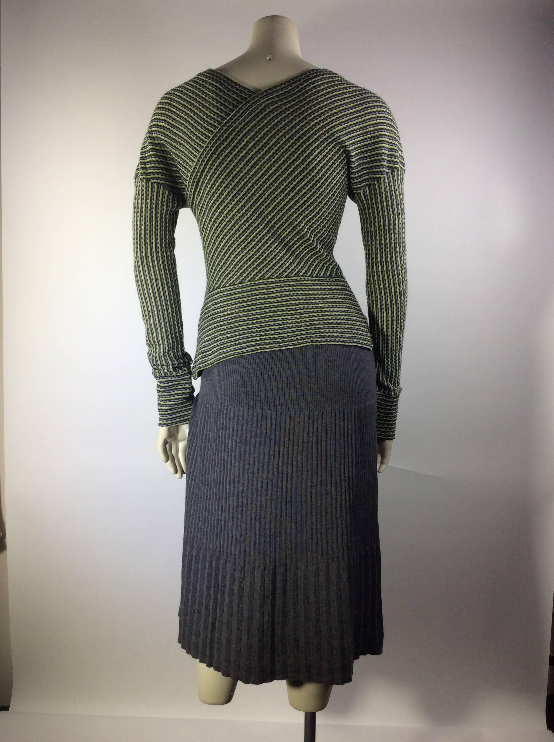 Missoni Lime Green and Grey Skirt and Shirt Set In Good Condition In Narberth, PA