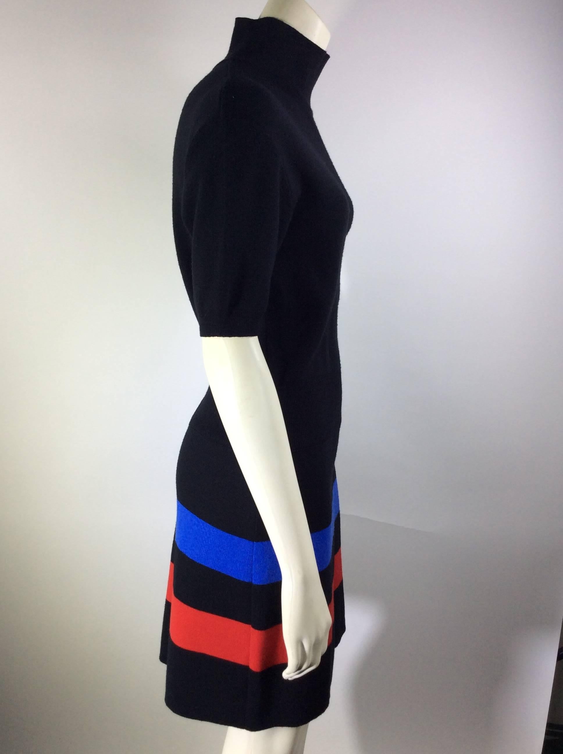 Bernard Perris Black Blue and Red Sweater Dress In Good Condition In Narberth, PA