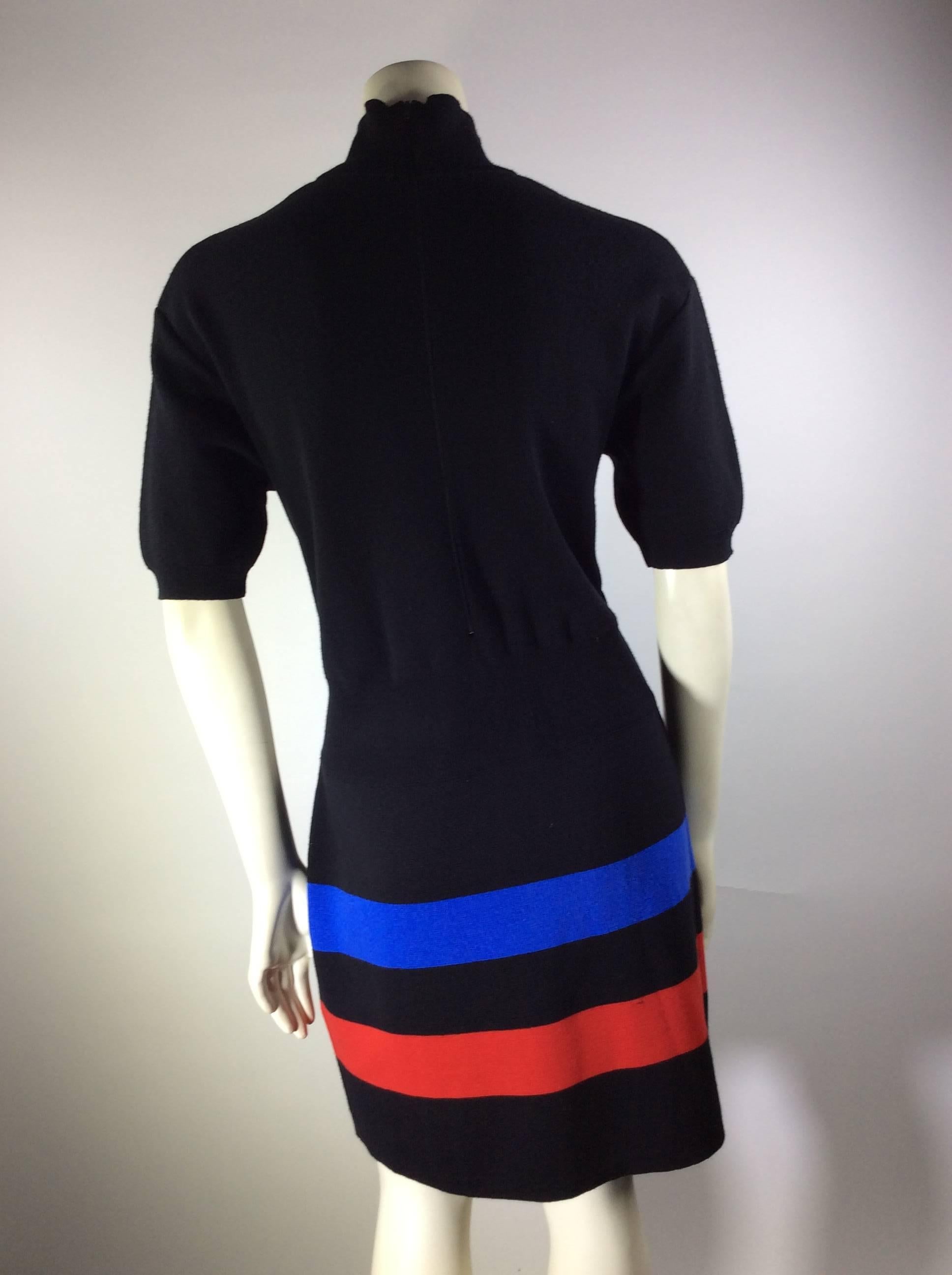 Women's Bernard Perris Black Blue and Red Sweater Dress
