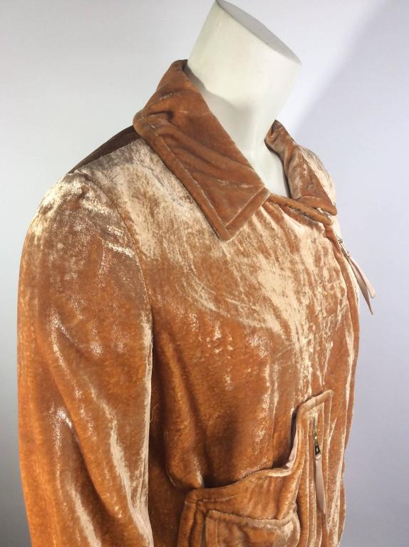 Louis Vuitton Rust Colored Crushed Velvet Moto Jacket For Sale at 1stdibs