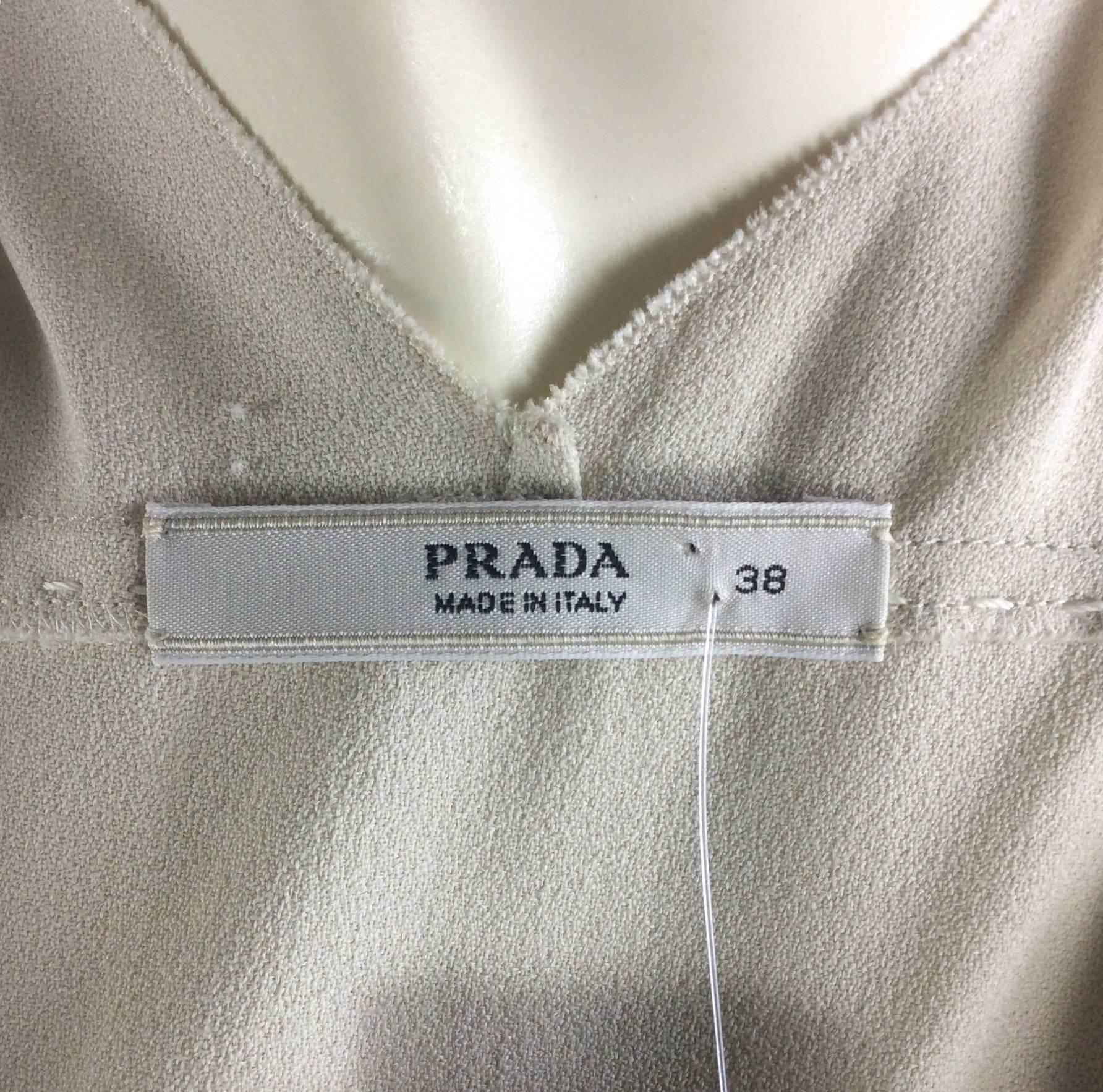 Prada Creme Crepe Waist Tie Dress In Good Condition In Narberth, PA