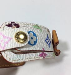 Louis Vuitton White Leather Bracelet with Multi Color LV Logo