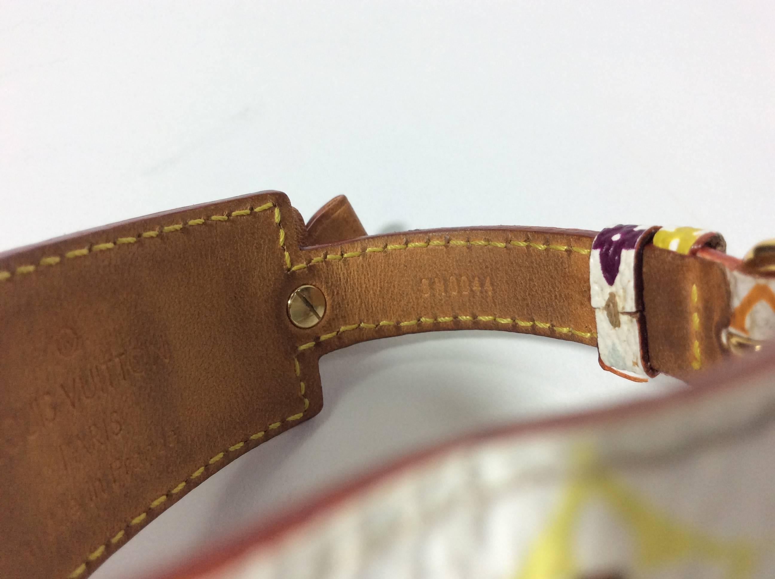 Women's Louis Vuitton White Leather Bracelet with Multi Color LV Logo