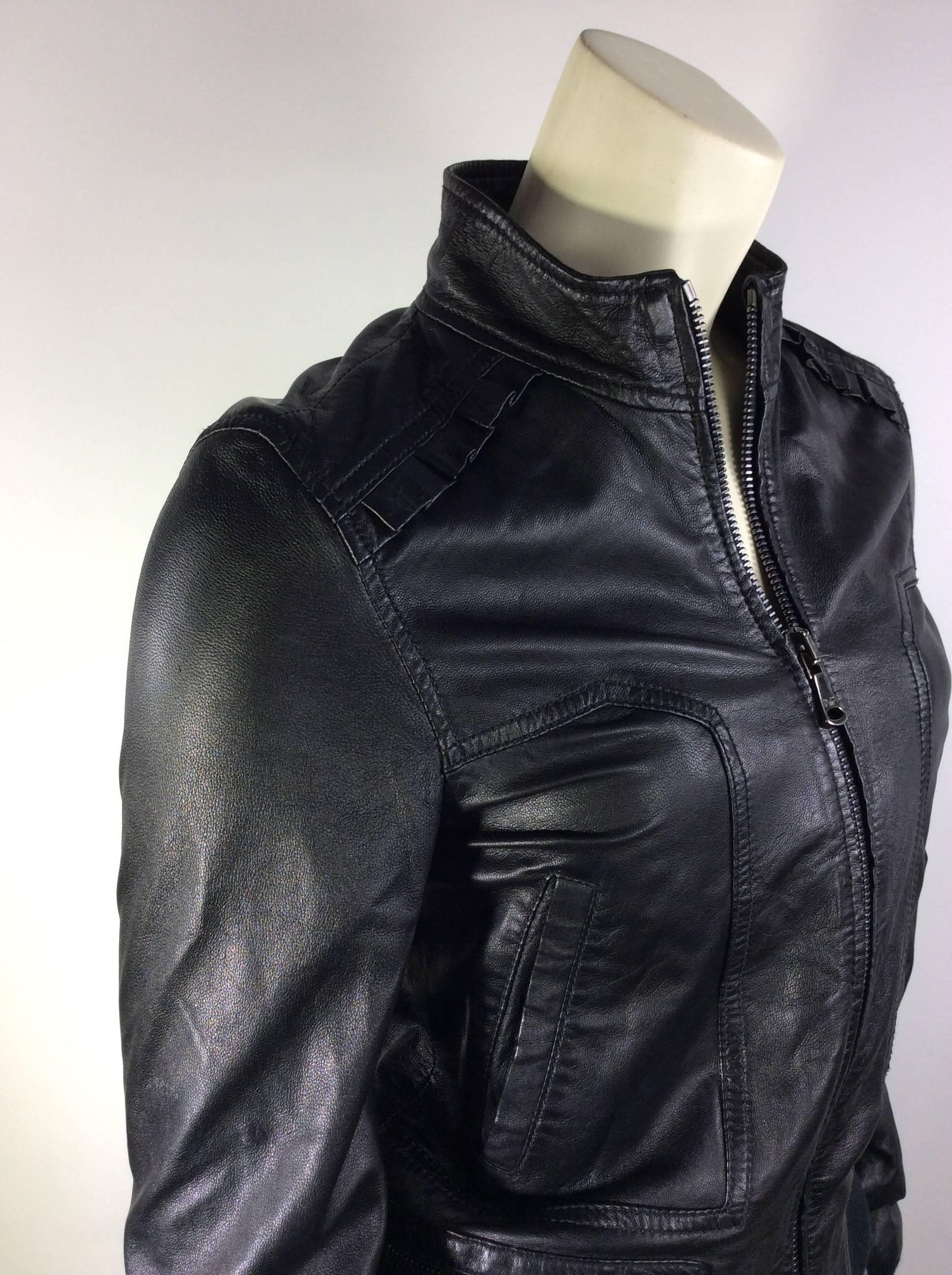 Dolce and Gabbana Black Leather Motorcycle Jacket For Sale 1
