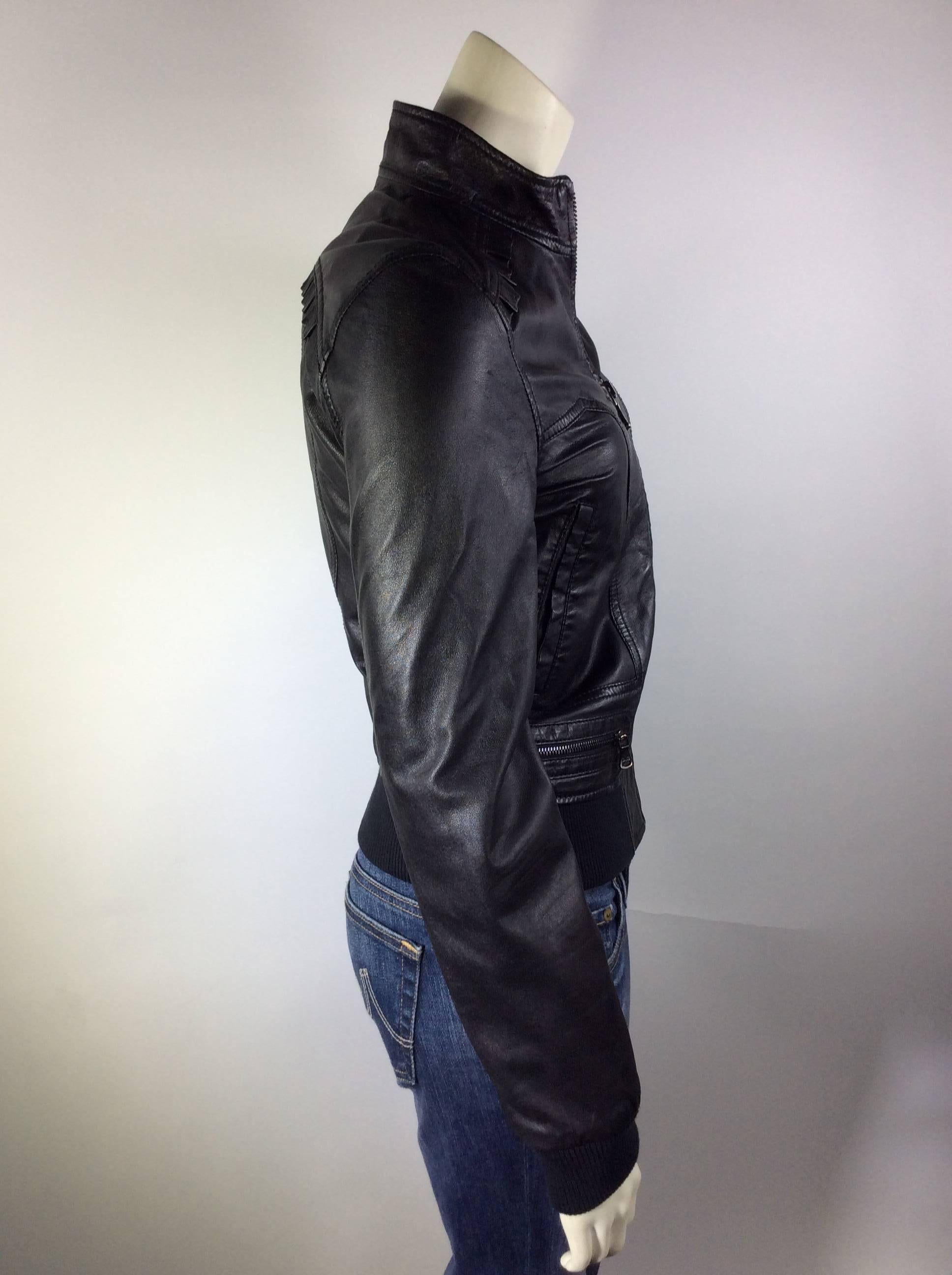 Dolce and Gabbana Black Leather Motorcycle Jacket In Excellent Condition For Sale In Narberth, PA