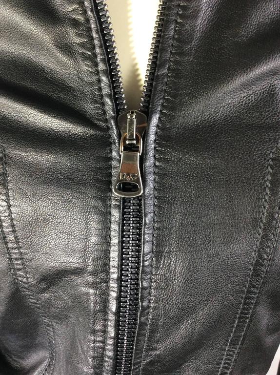 Dolce and Gabbana Black Leather Motorcycle Jacket For Sale at 1stDibs