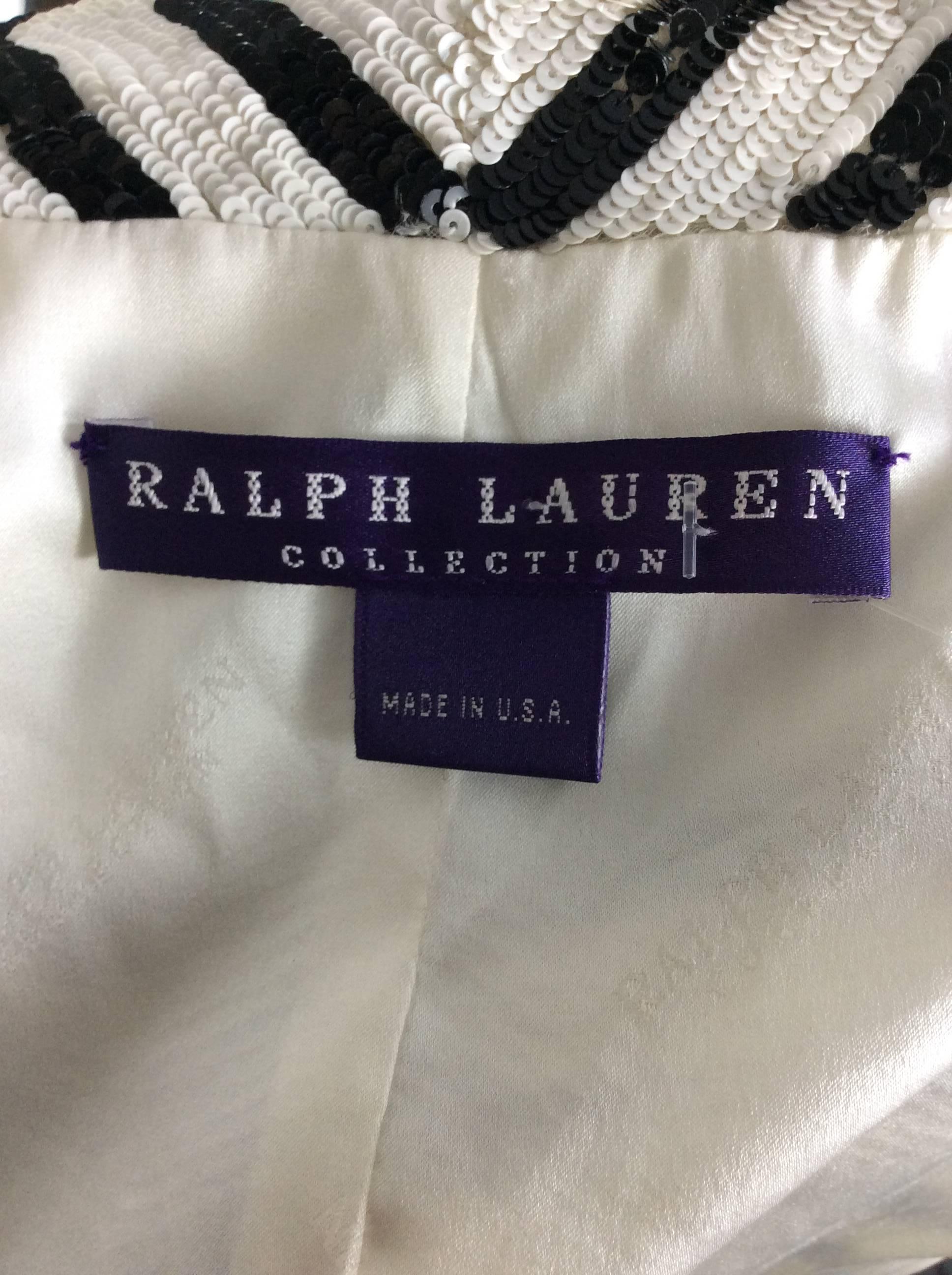 Women's Ralph Lauren Black and White Bead Embellished Blazer For Sale