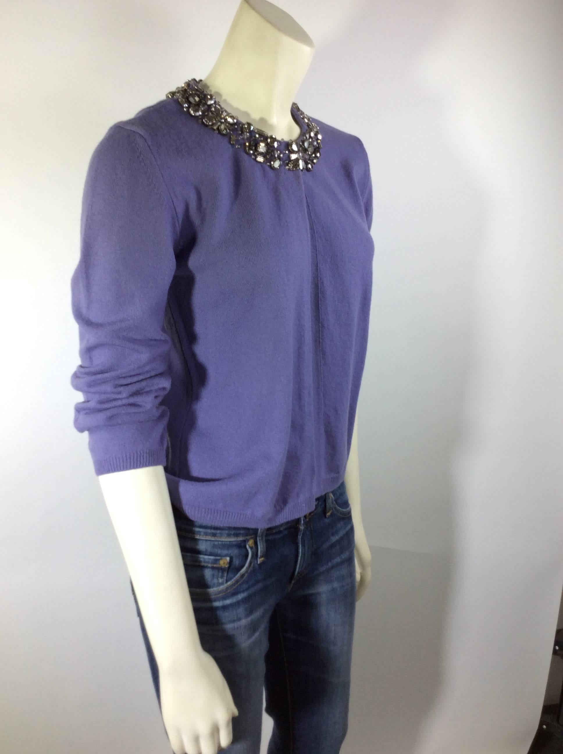 Purple Valentino Lavender Cashmere Bead Embellished Cardigan  For Sale