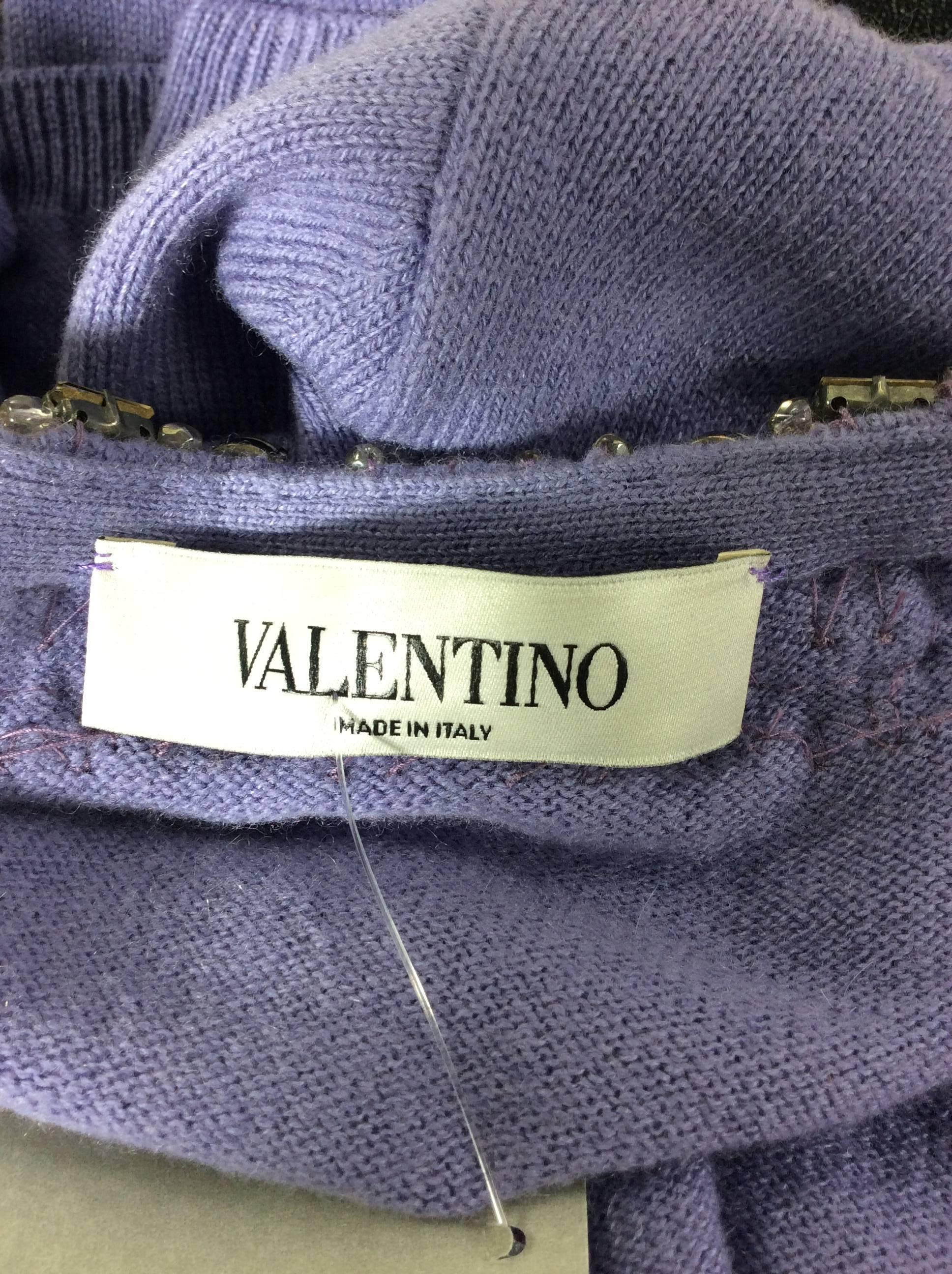 Valentino Lavender Cashmere Bead Embellished Cardigan  For Sale 2