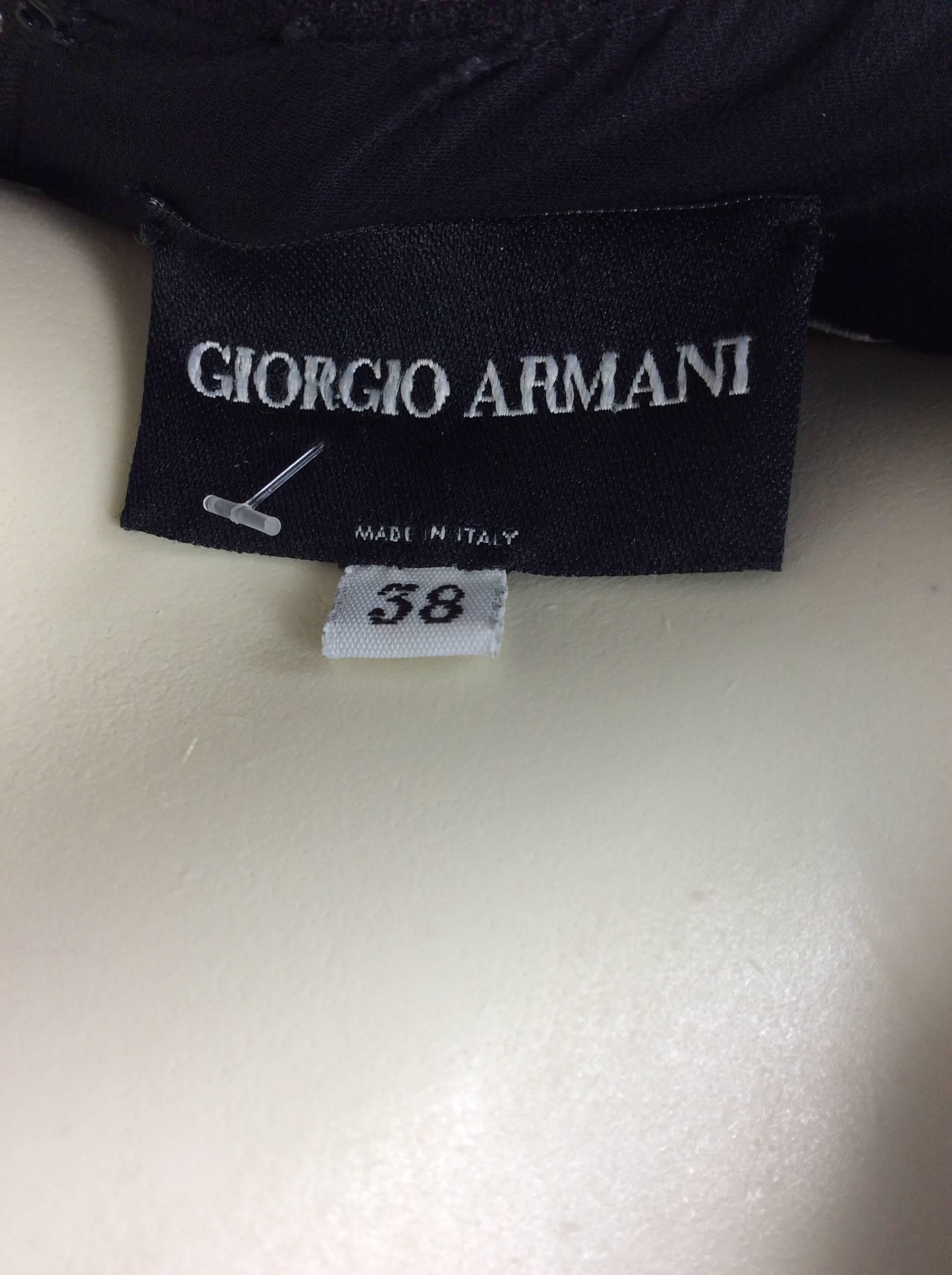 Giorgio Armani Black Crepe Mid Length Front Slit Dress In Excellent Condition For Sale In Narberth, PA