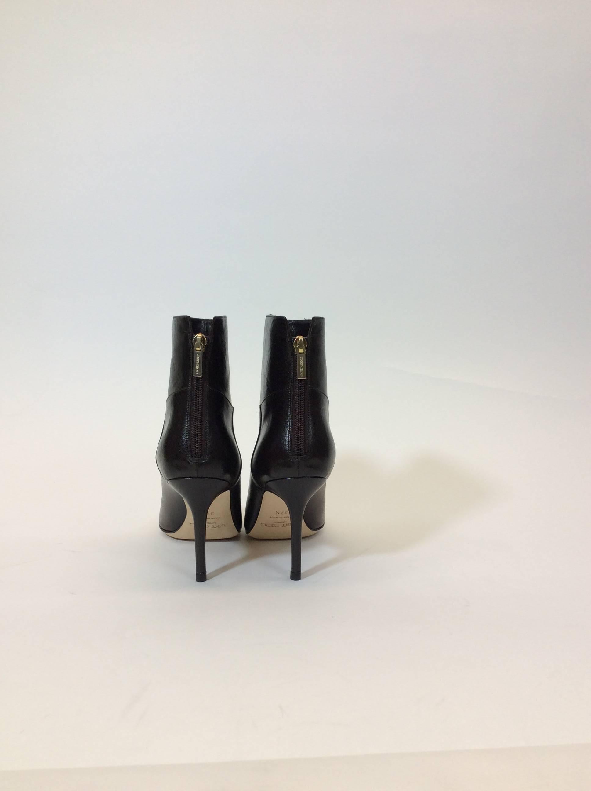 Jimmy Choo Brown Leather Heeled Booties  In New Condition For Sale In Narberth, PA