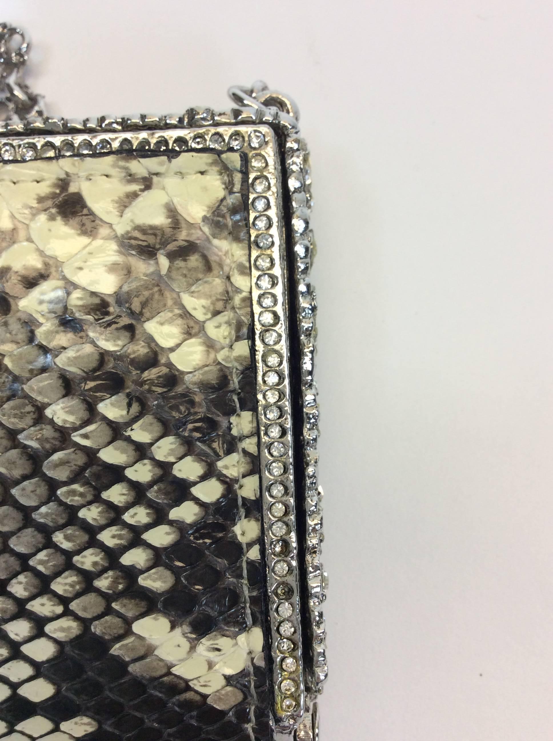 Clara Kasavina Handmade Python Metal Rhinestone Embellished Clutch  In Excellent Condition In Narberth, PA
