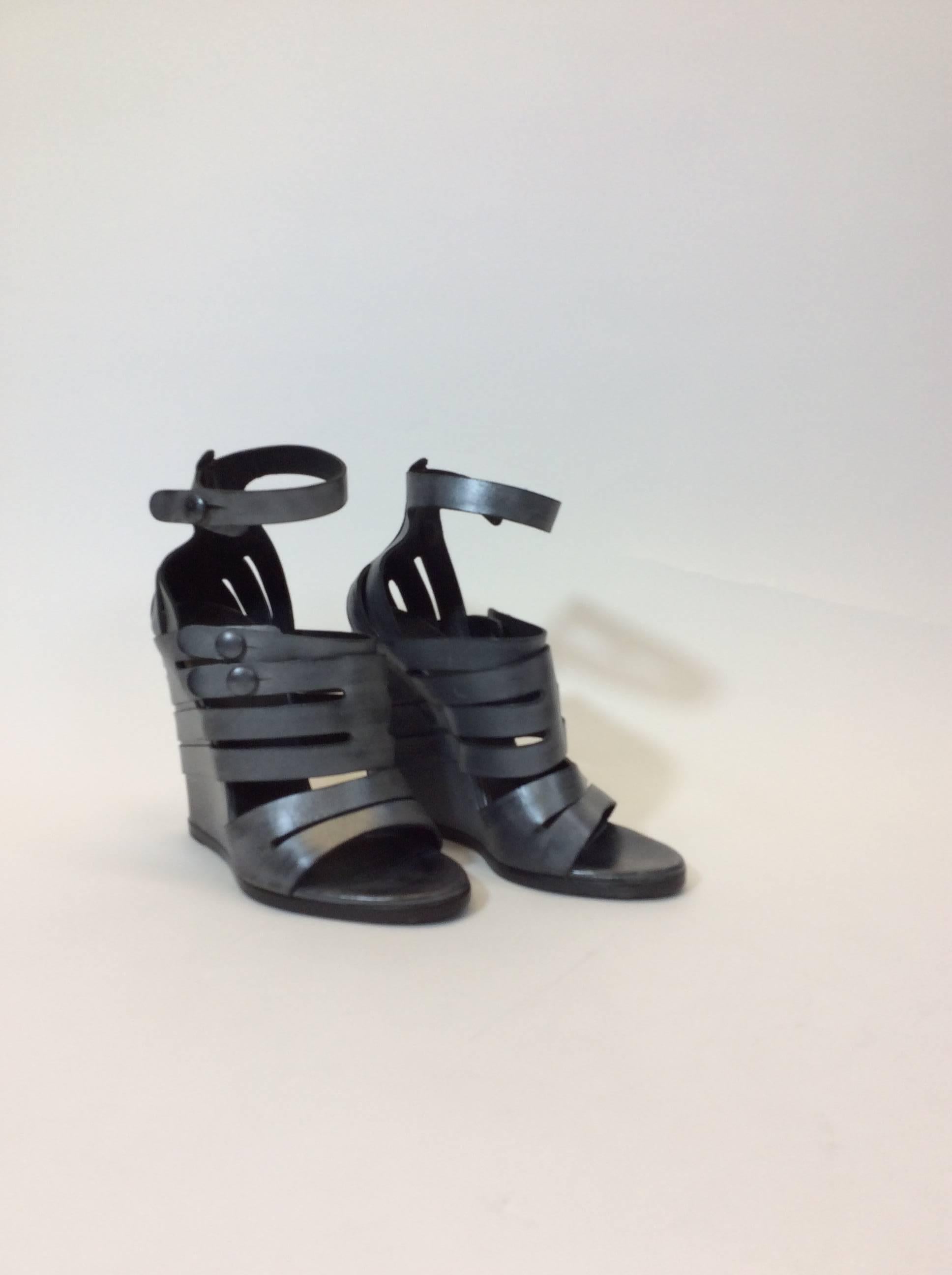 Black Balenciaga Metallic Strap Wedge