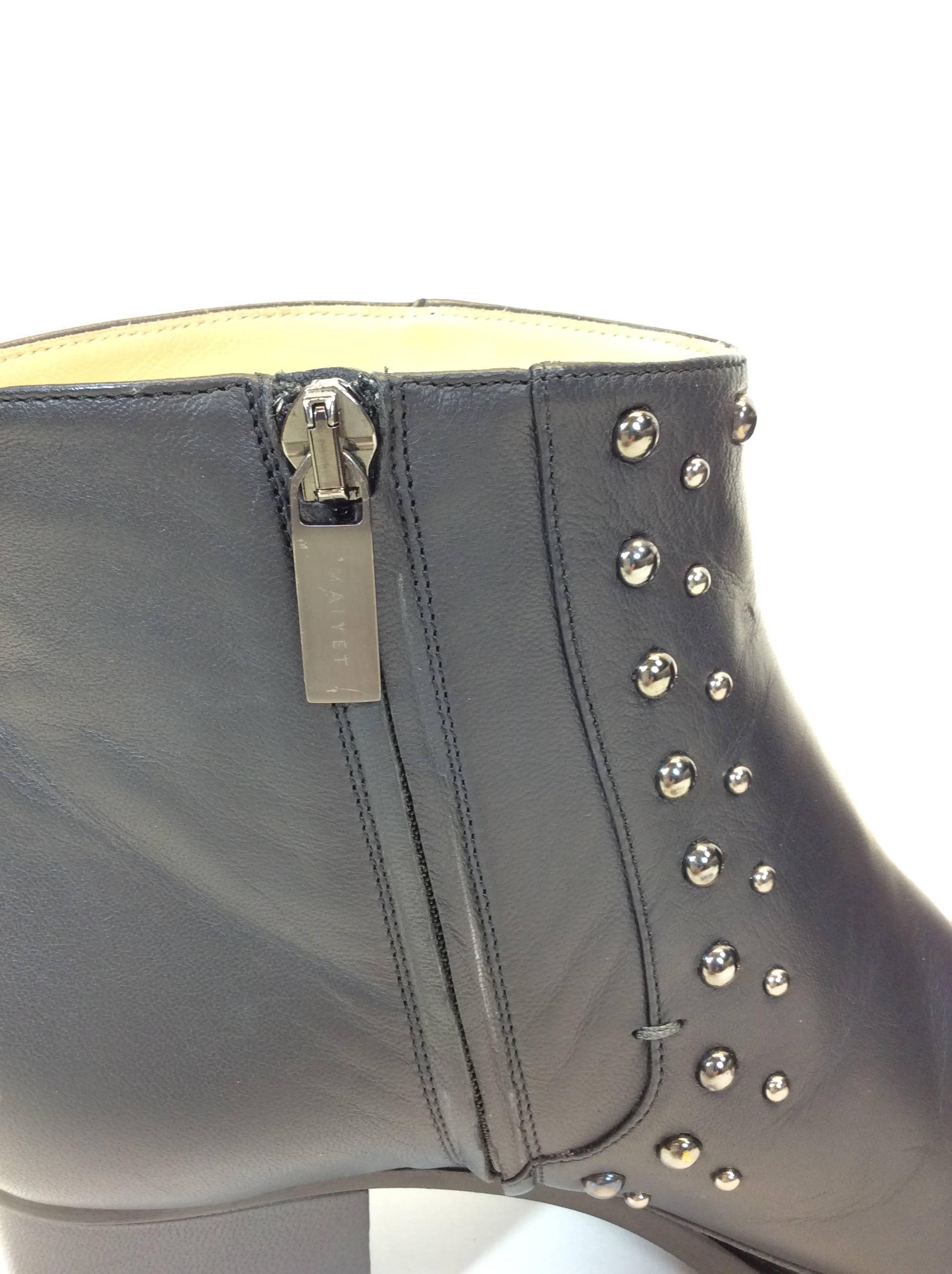 Maiyet Black Studded Leather Ankle Bootie  For Sale 2